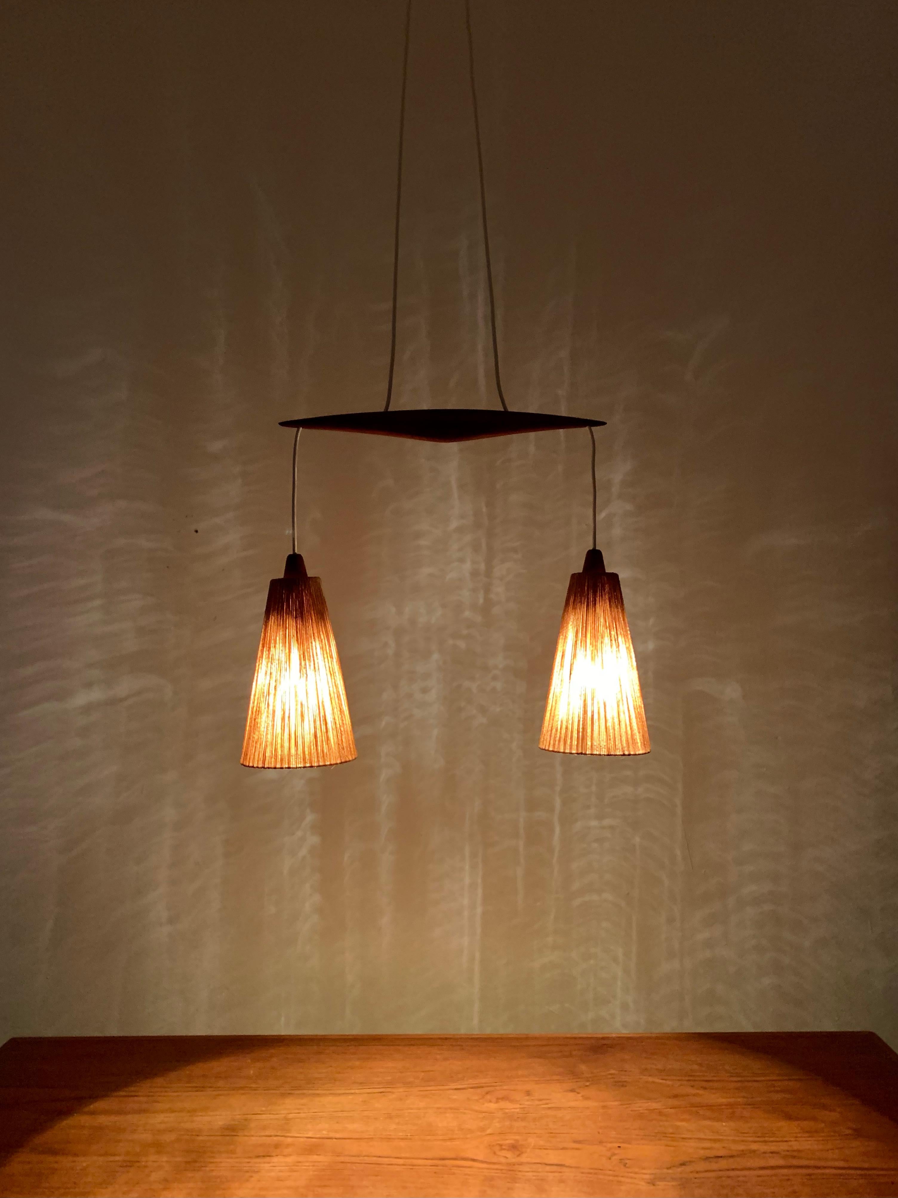 Sisal and Teak Cascading Lamp by Temde For Sale 3