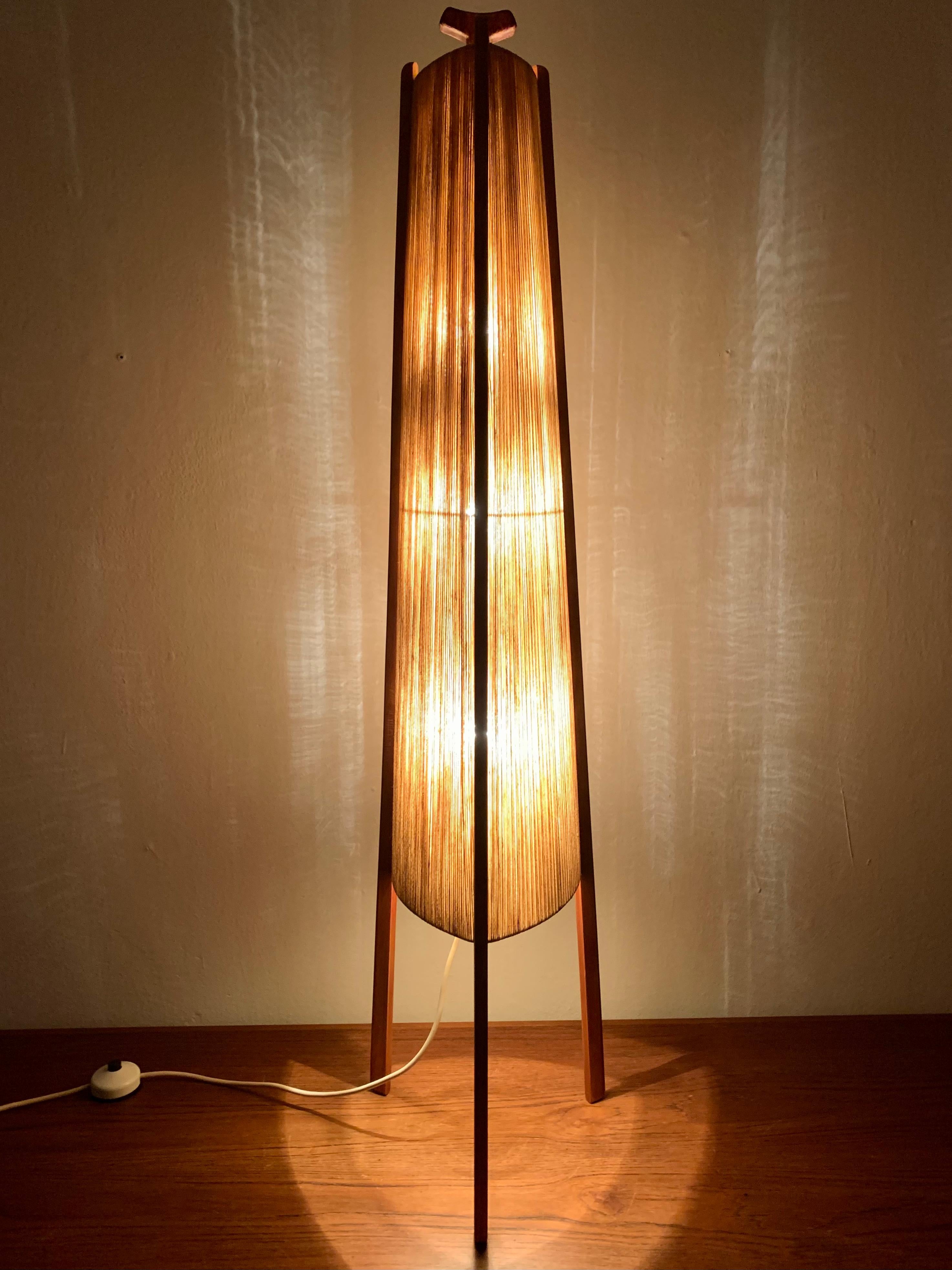 Sisal and Teak Floor Lamp by Temde For Sale 3