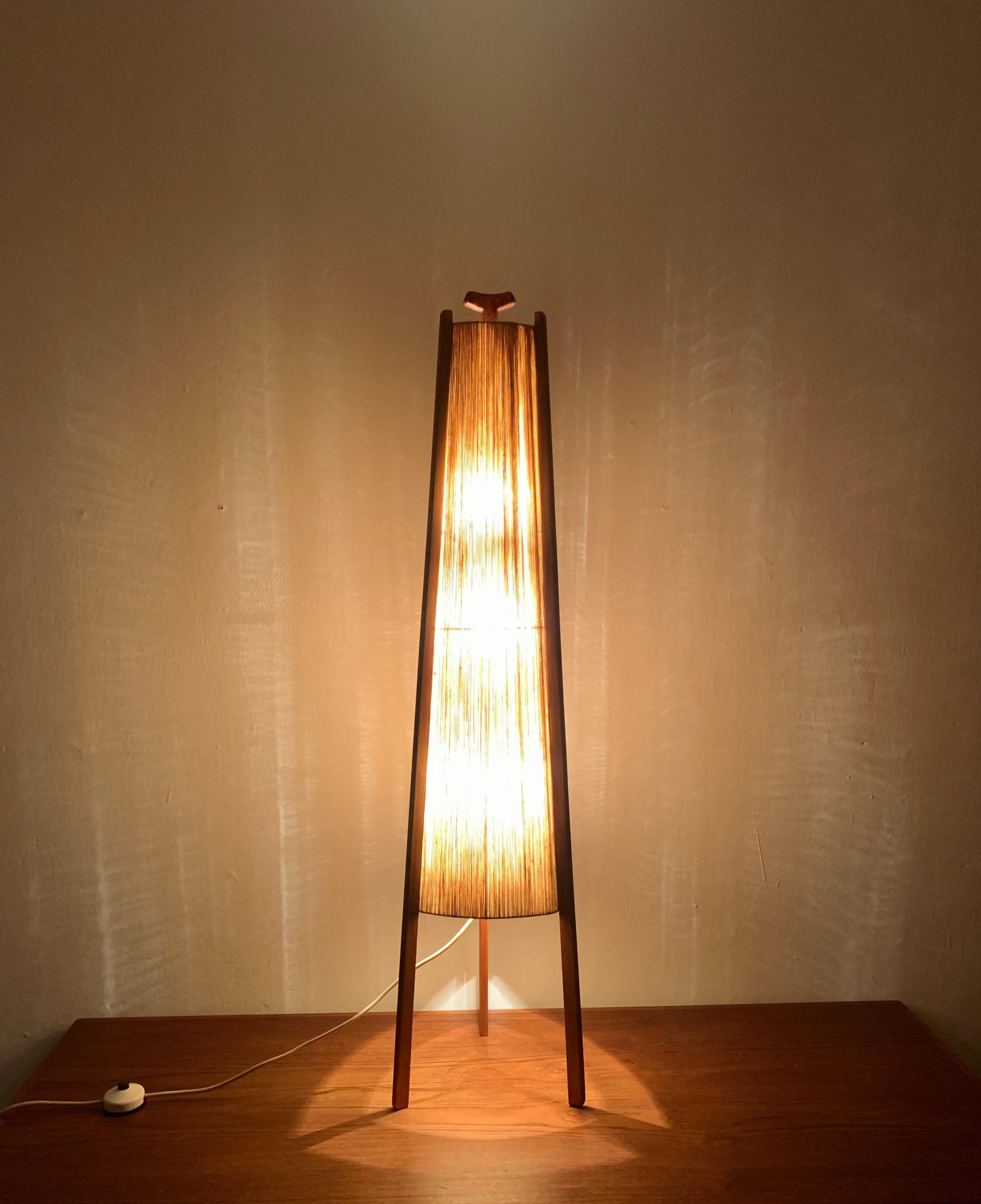 Sisal and Teak Floor Lamp by Temde For Sale 4
