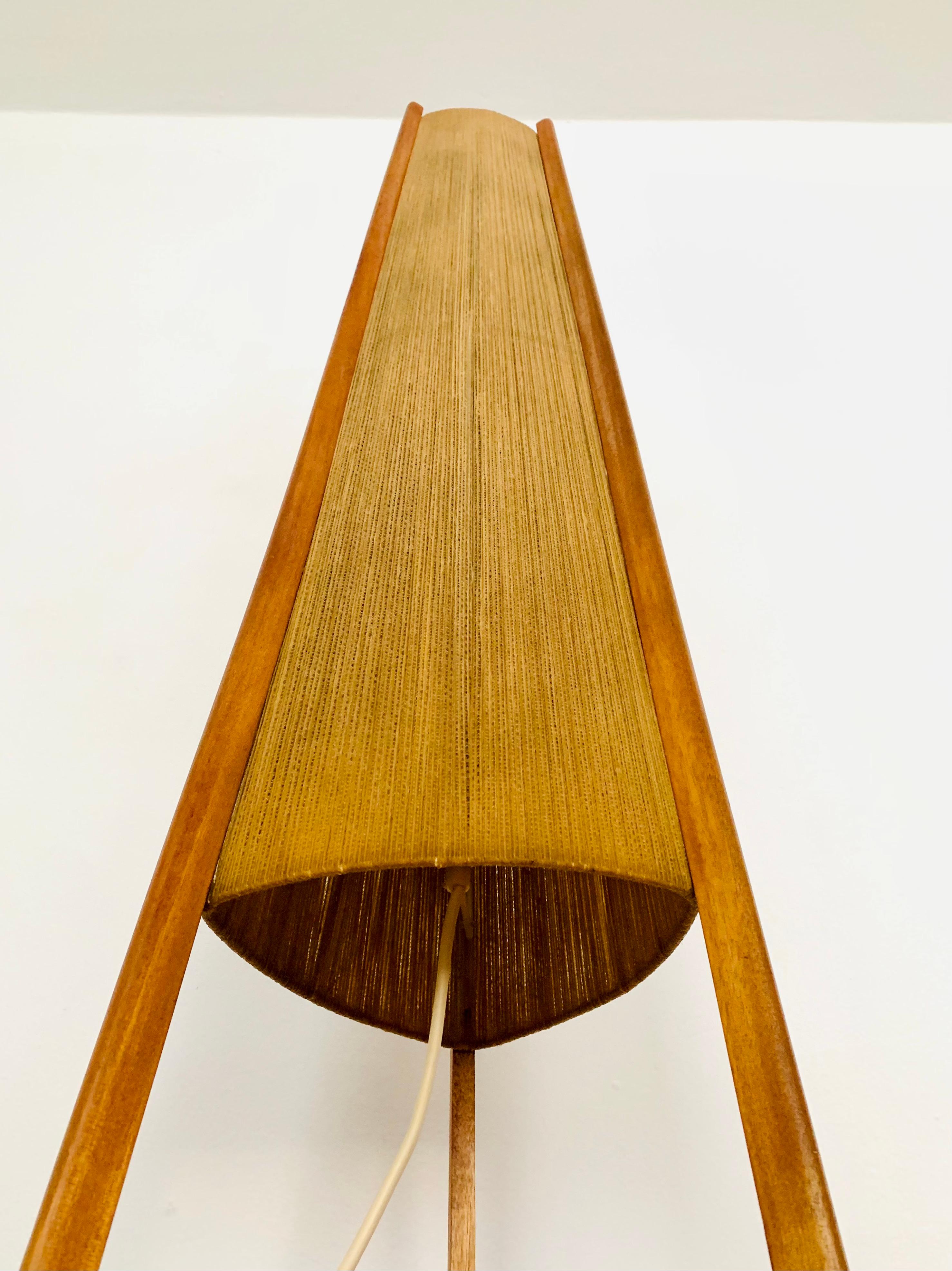Raffia Sisal and Teak Floor Lamp by Temde For Sale