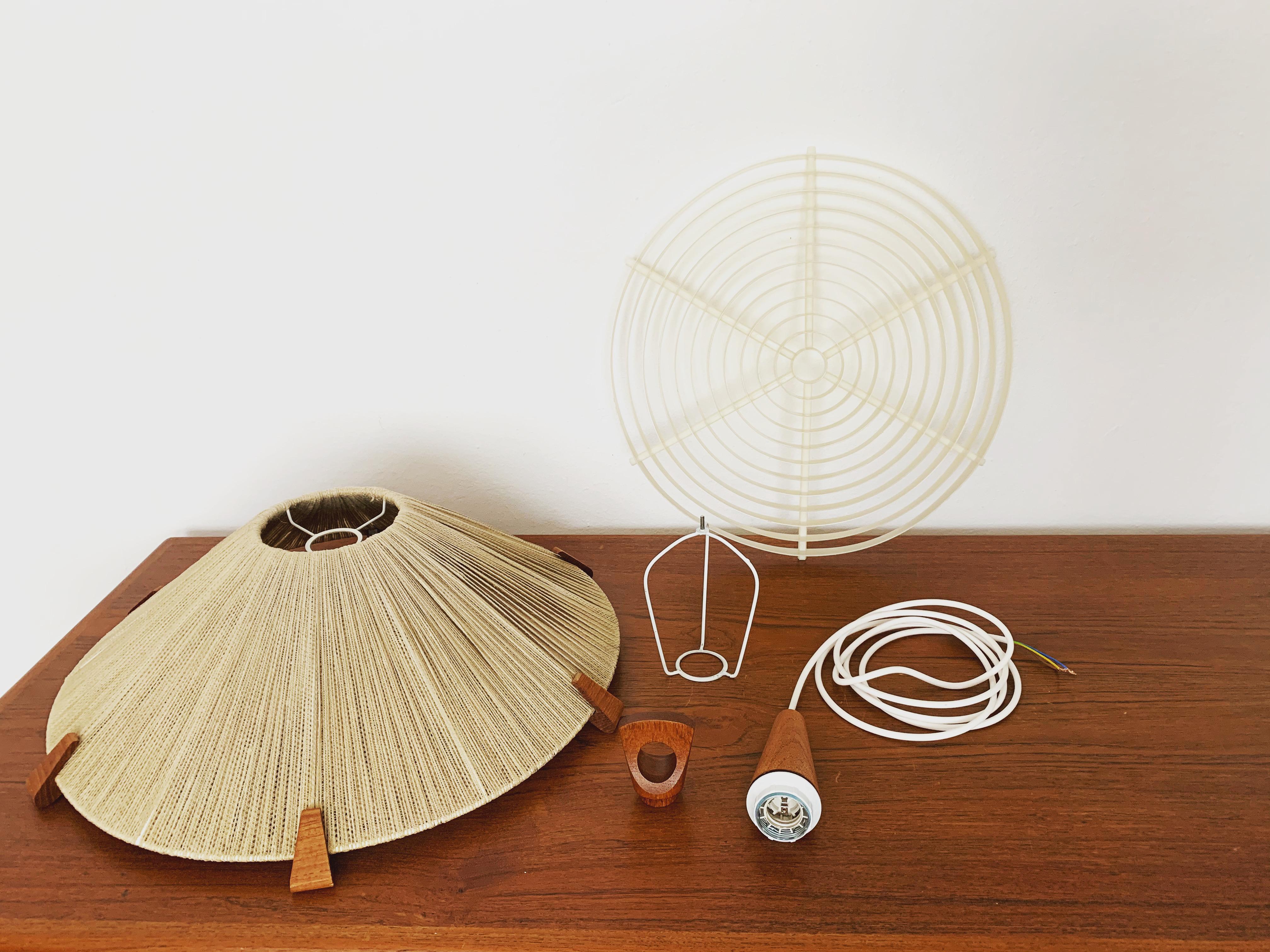 Lampada a sospensione in Sisal e Teak di Temde in vendita 4