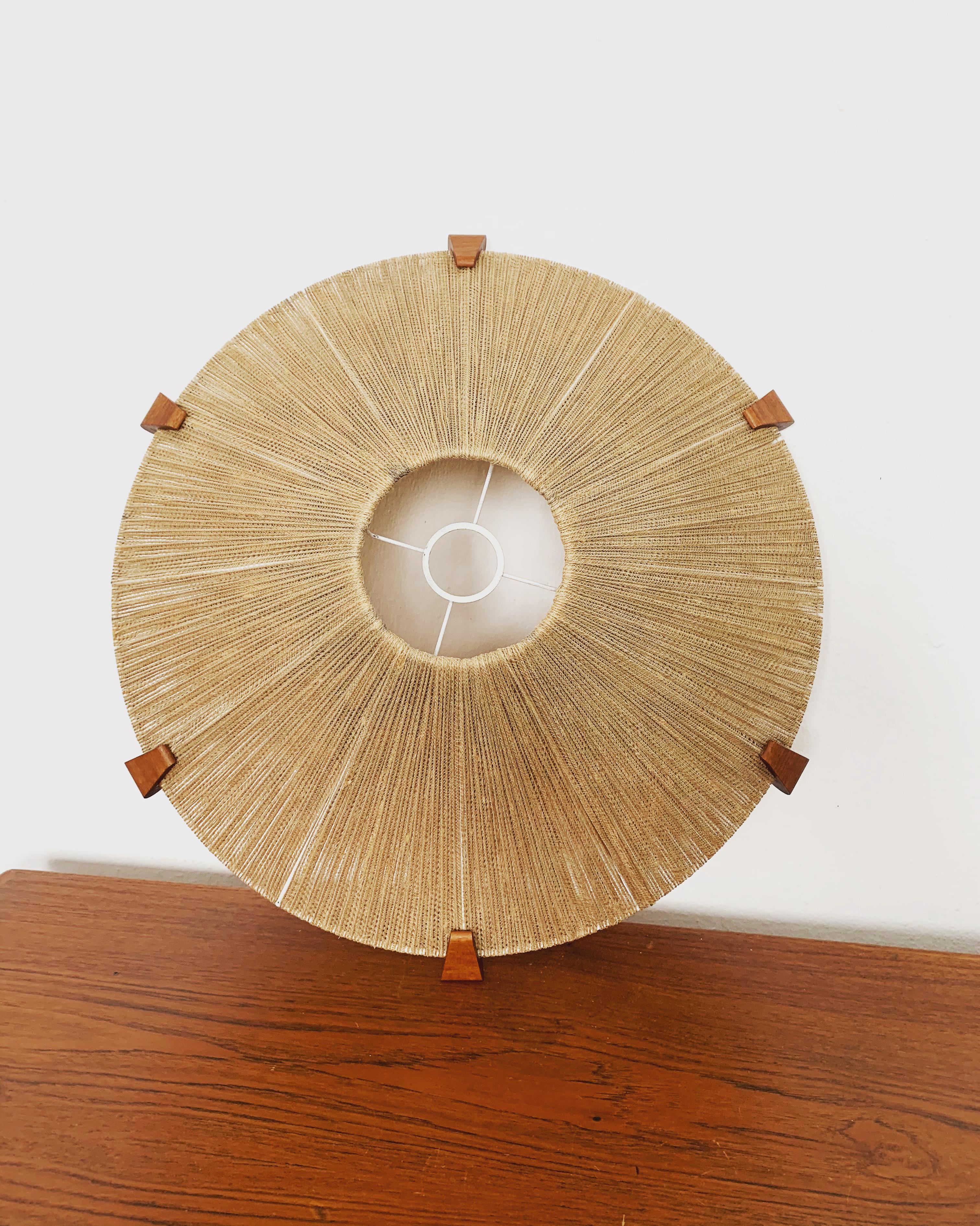 Sisal and Teak Pendant Lamp by Temde For Sale 5
