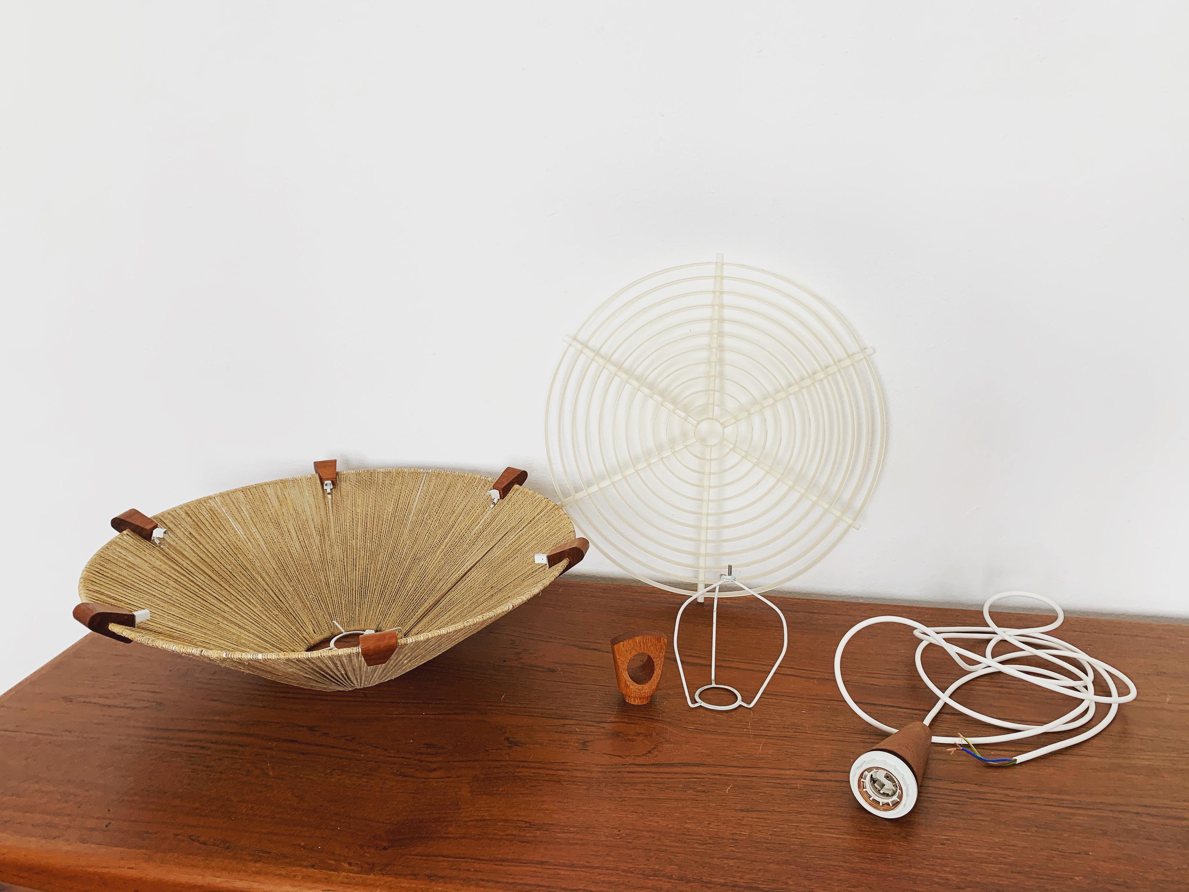 Lampada a sospensione in Sisal e Teak di Temde in vendita 6