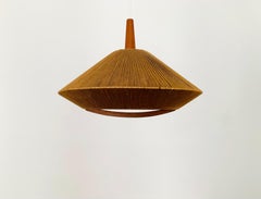 Pendelleuchte aus Sisal und Teakholz von Temde
