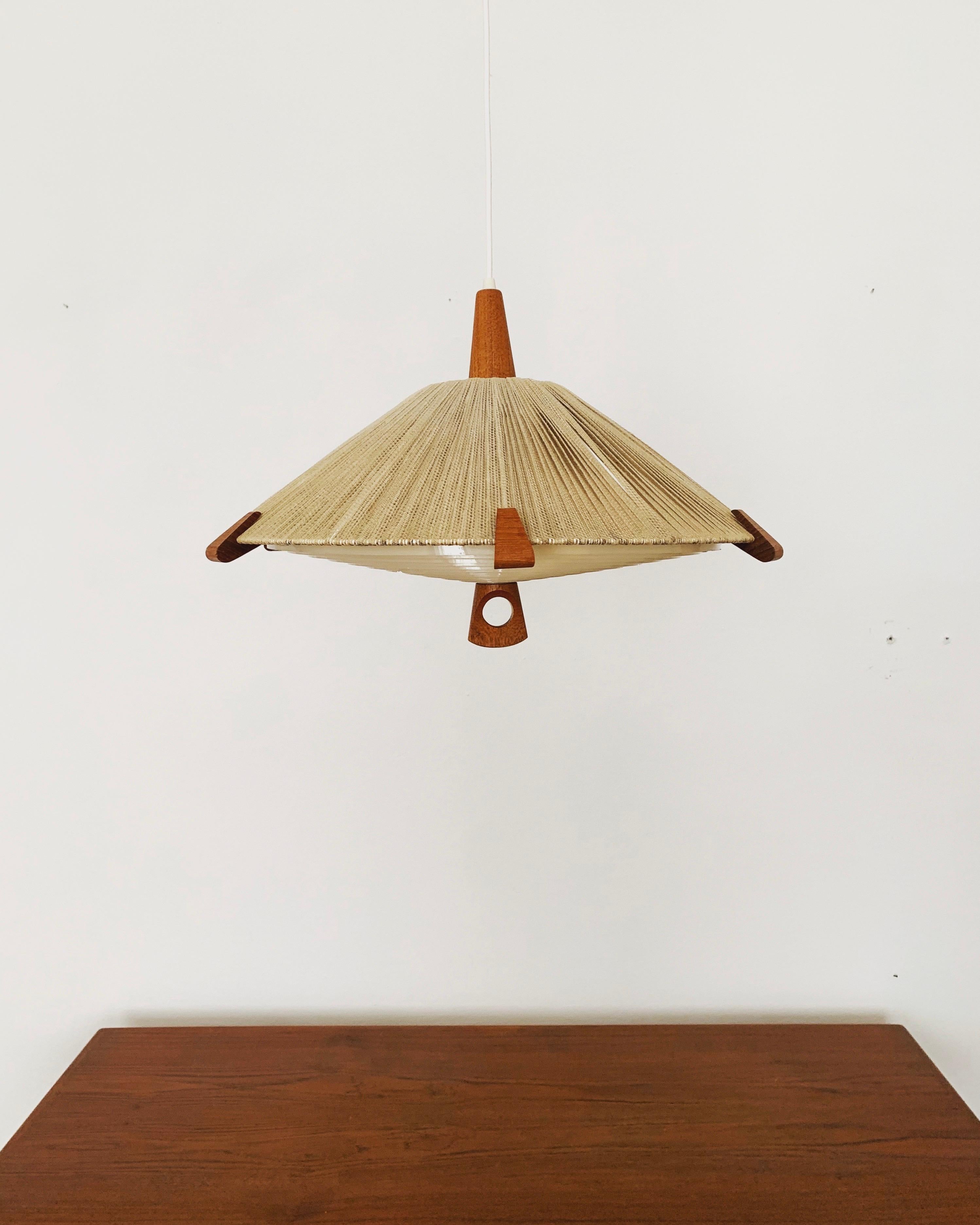 Tedesco Lampada a sospensione in Sisal e Teak di Temde in vendita
