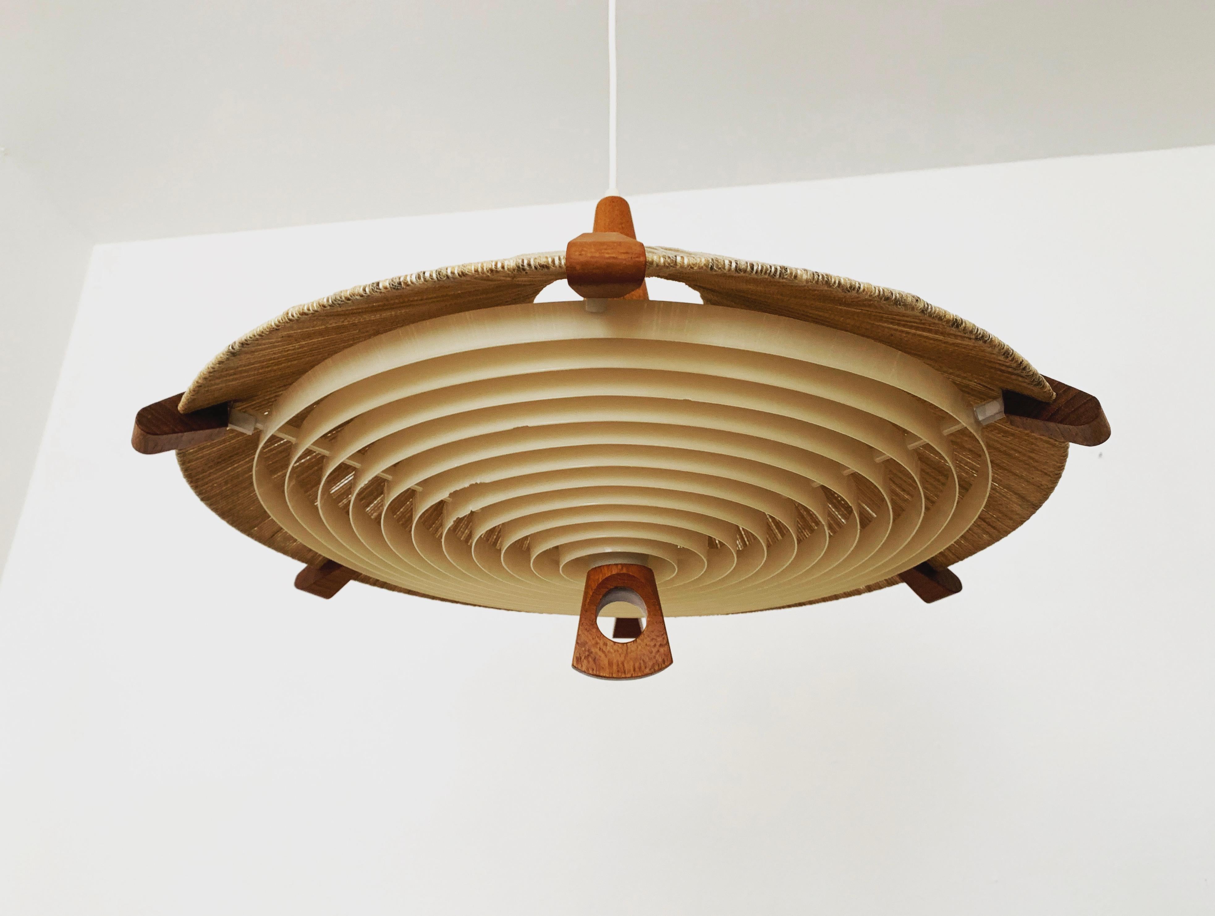 Lampada a sospensione in Sisal e Teak di Temde In condizioni buone in vendita a München, DE