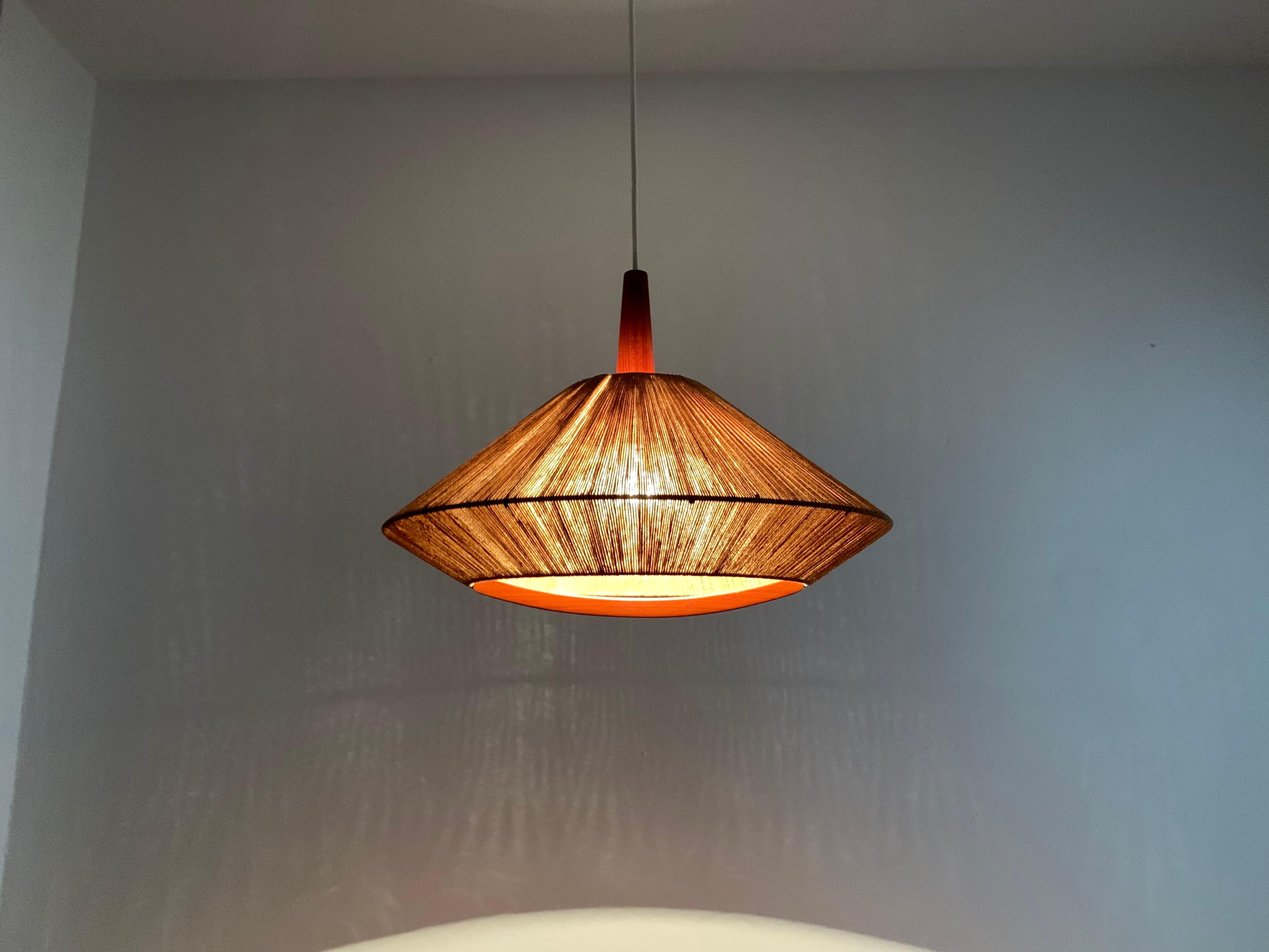 Sisal and Teak Pendant Lamp by Temde For Sale 2