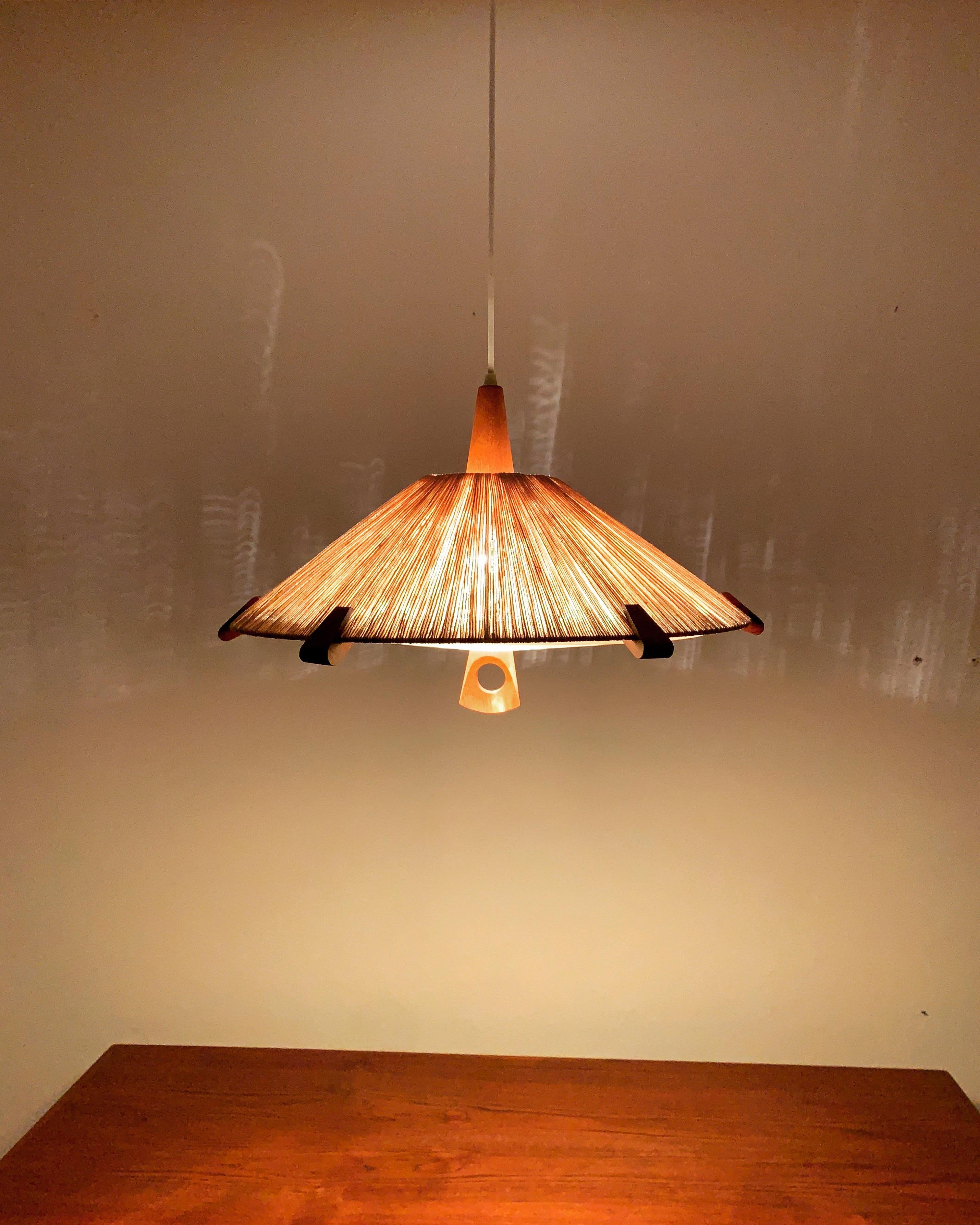 Lampada a sospensione in Sisal e Teak di Temde in vendita 2