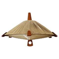 Pendelleuchte aus Sisal und Teakholz von Temde