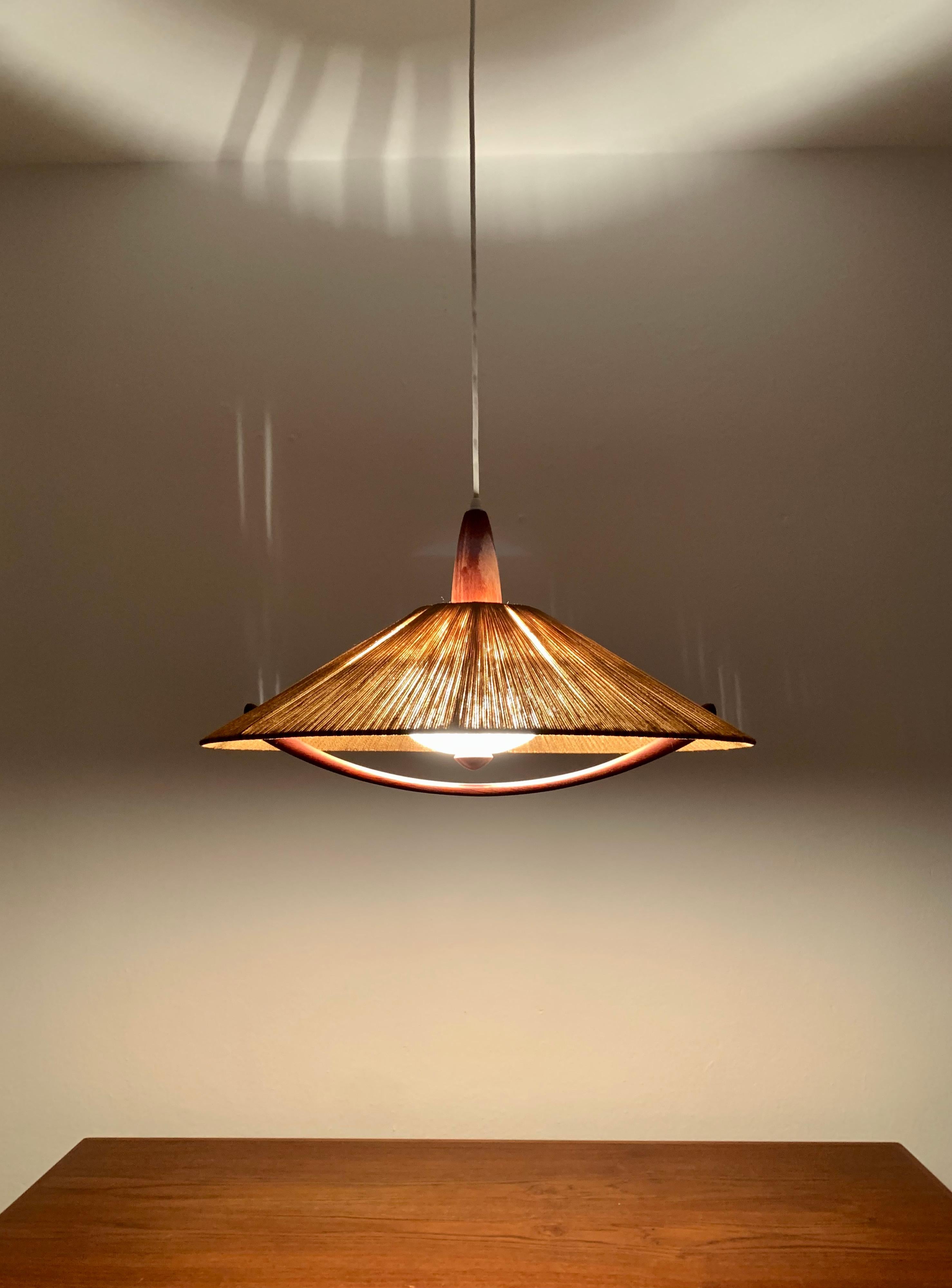 Sisal and Teak Pendant Lamp from Temde For Sale 7