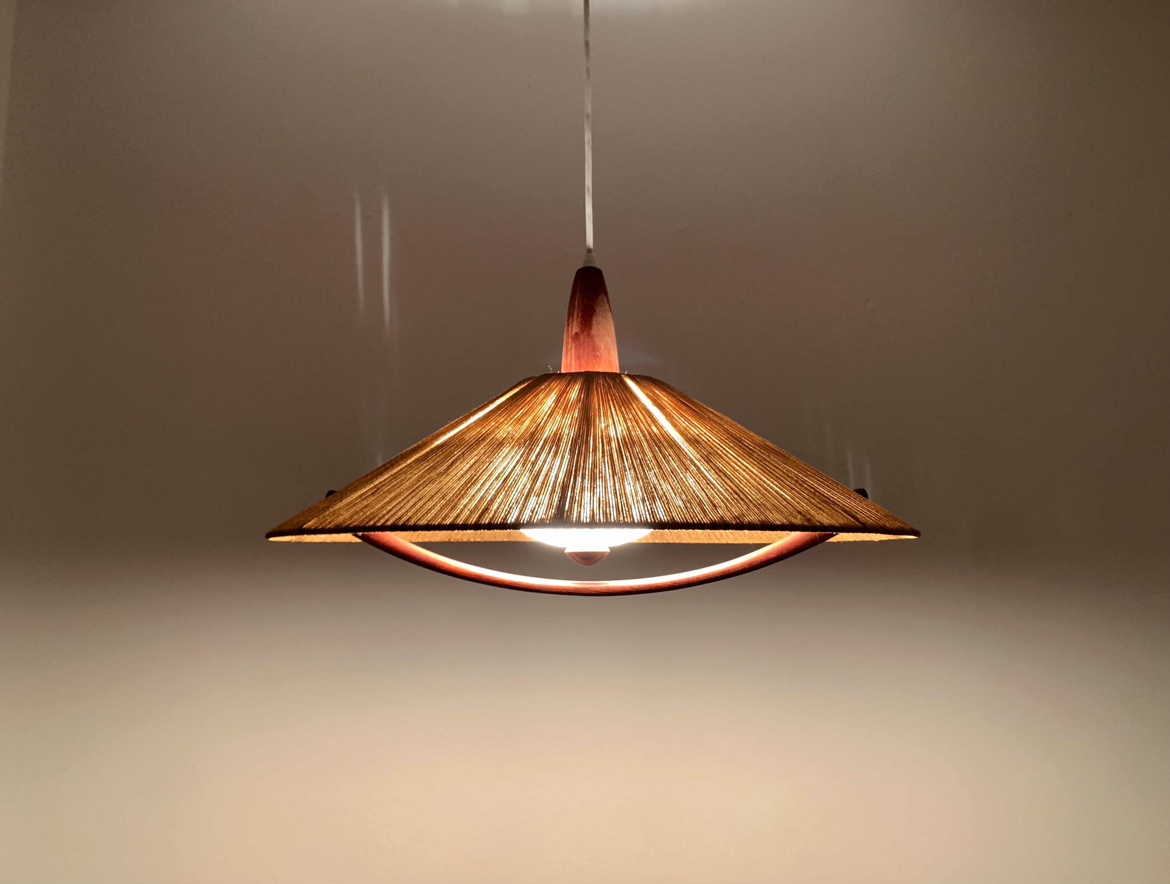 Sisal and Teak Pendant Lamp from Temde For Sale 10