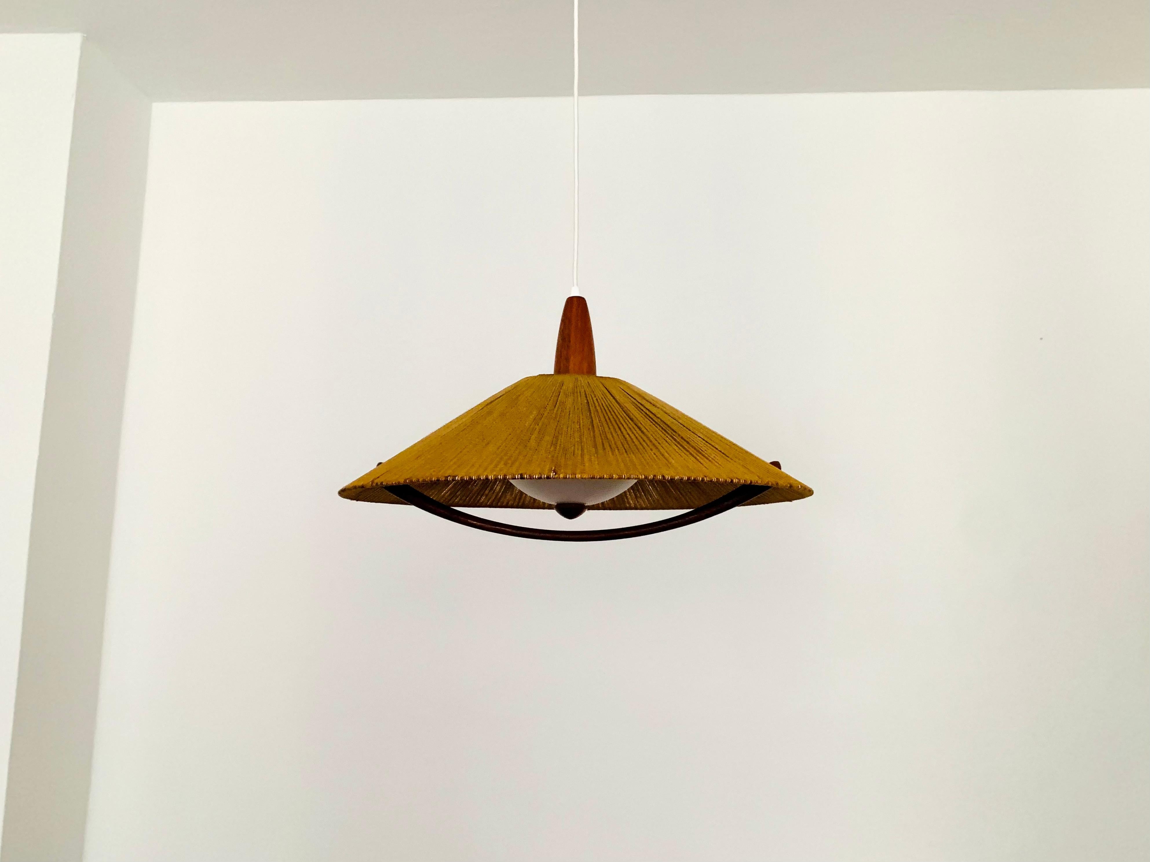Scandinavian Modern Sisal and Teak Pendant Lamp from Temde
