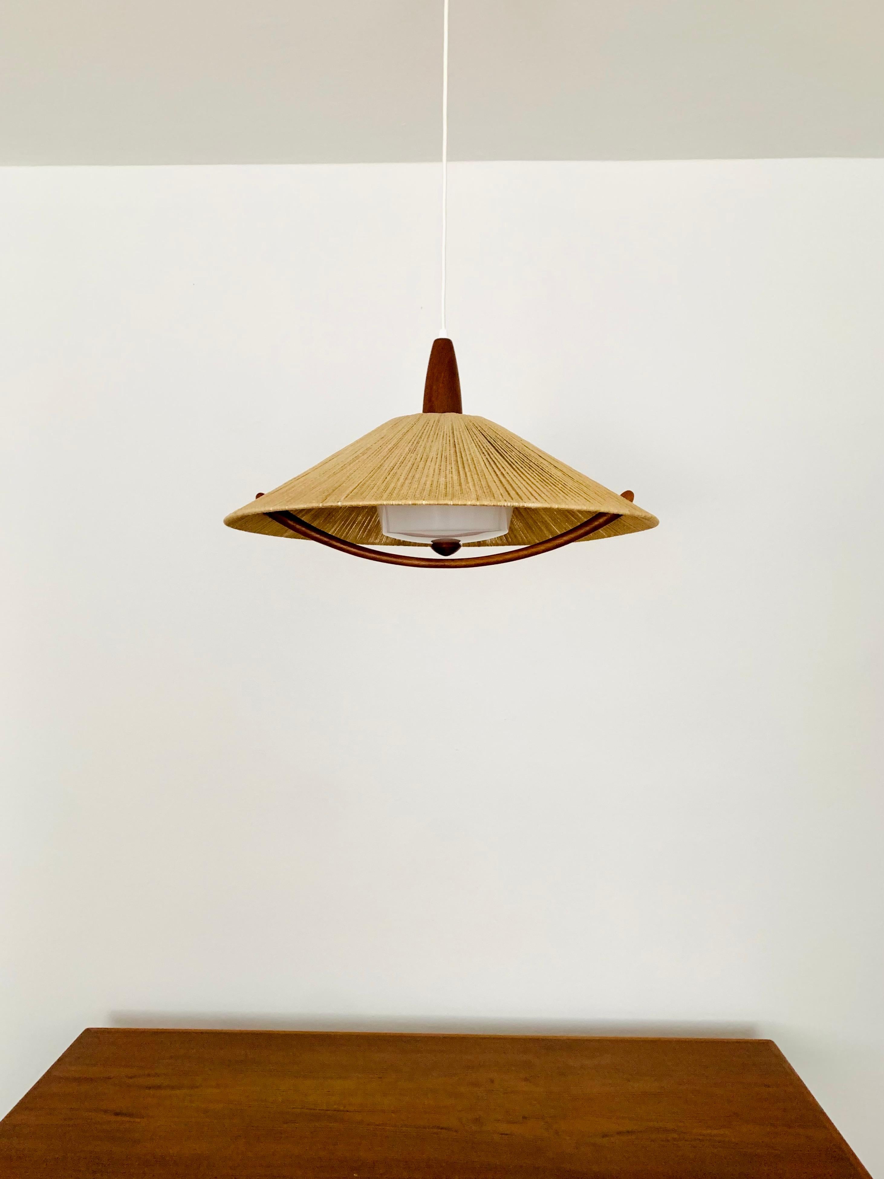 Sisal and Teak Pendant Lamp from Temde In Good Condition For Sale In München, DE