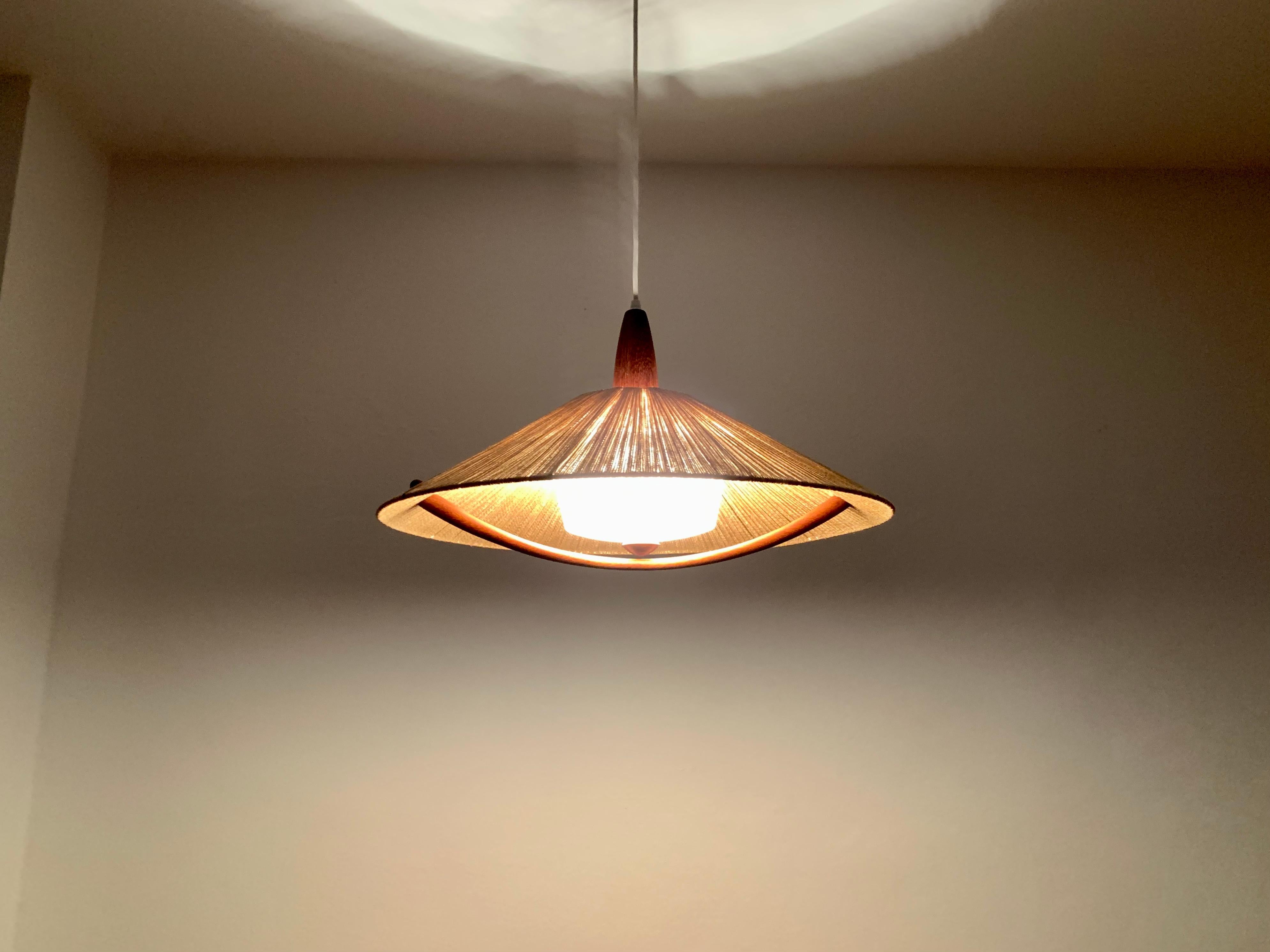 Sisal and Teak Pendant Lamp from Temde For Sale 1