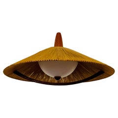 Vintage Sisal and Teak Pendant Lamp from Temde