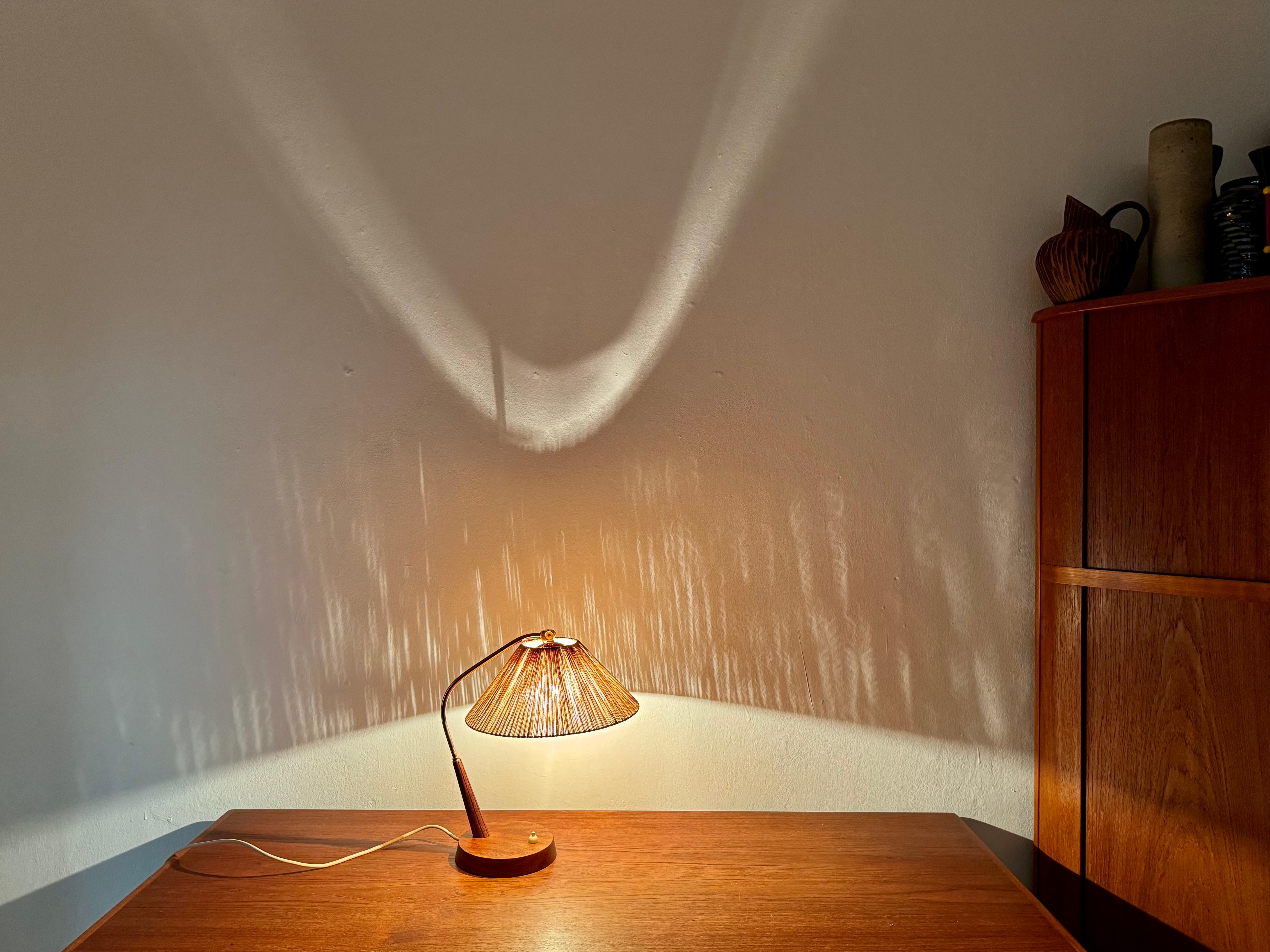 Sisal and Teak Table Lamp by Temde For Sale 3