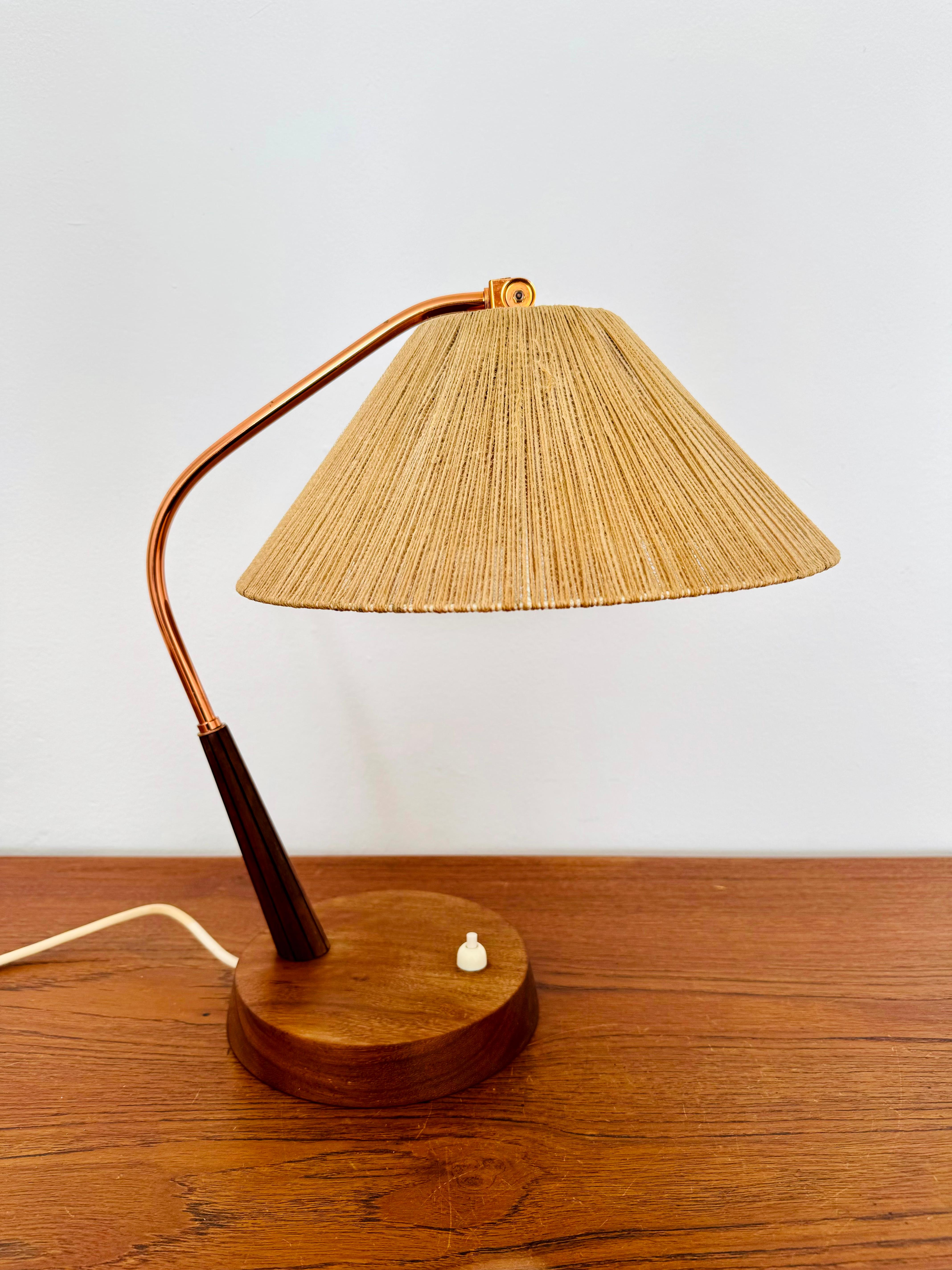 Scandinavian Modern Sisal and Teak Table Lamp by Temde For Sale