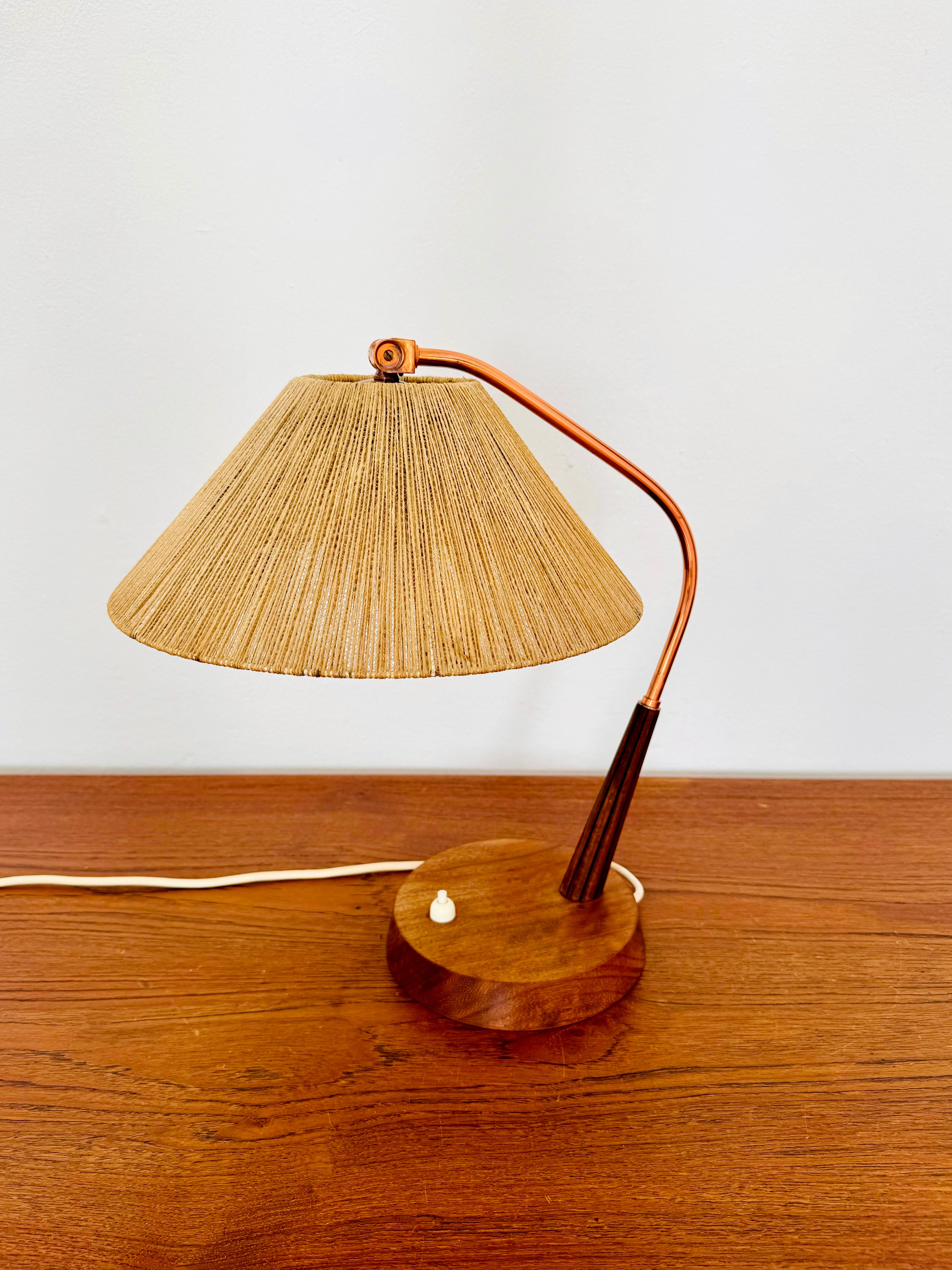 German Sisal and Teak Table Lamp by Temde For Sale