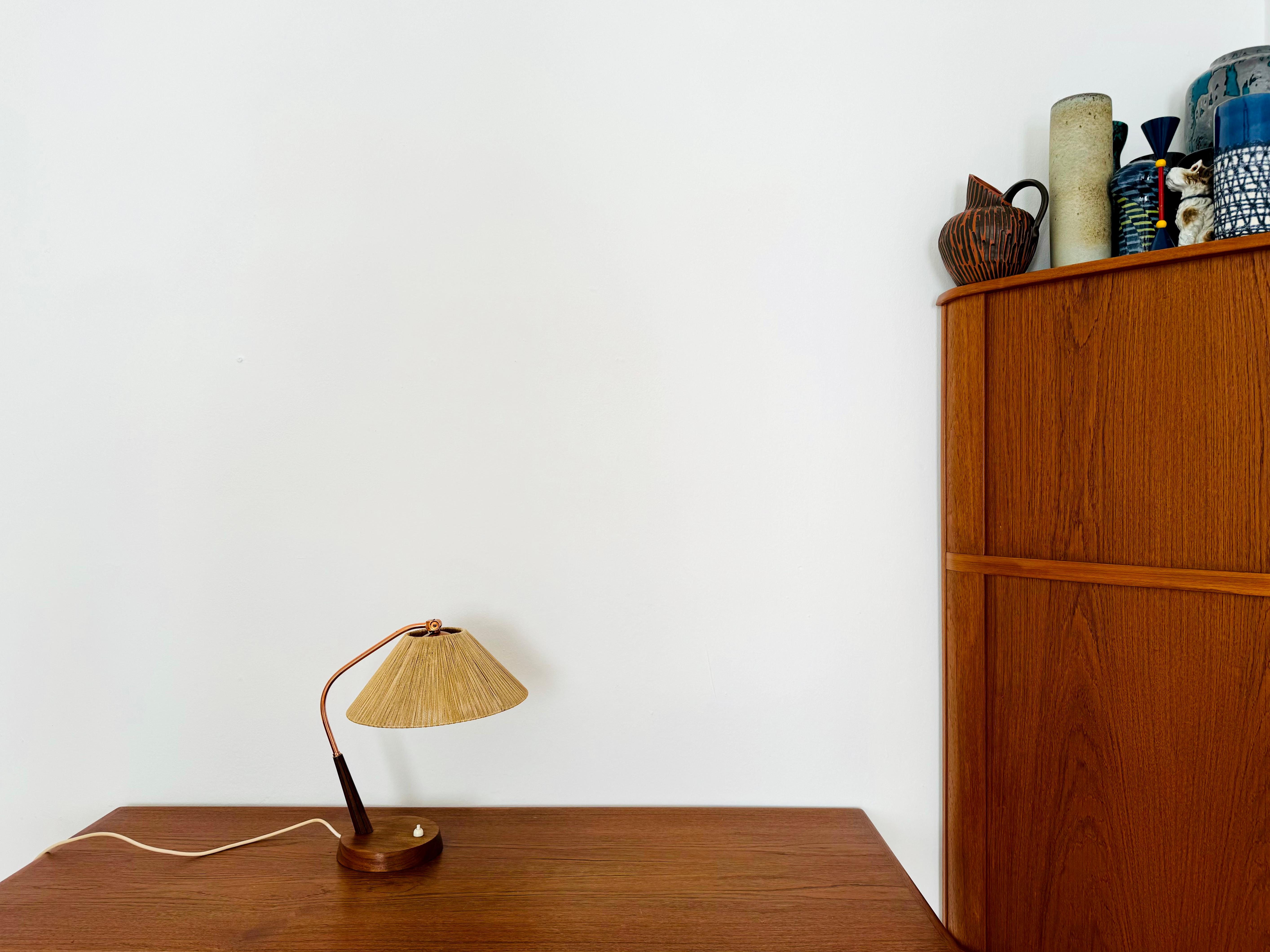 Mid-20th Century Sisal and Teak Table Lamp by Temde For Sale