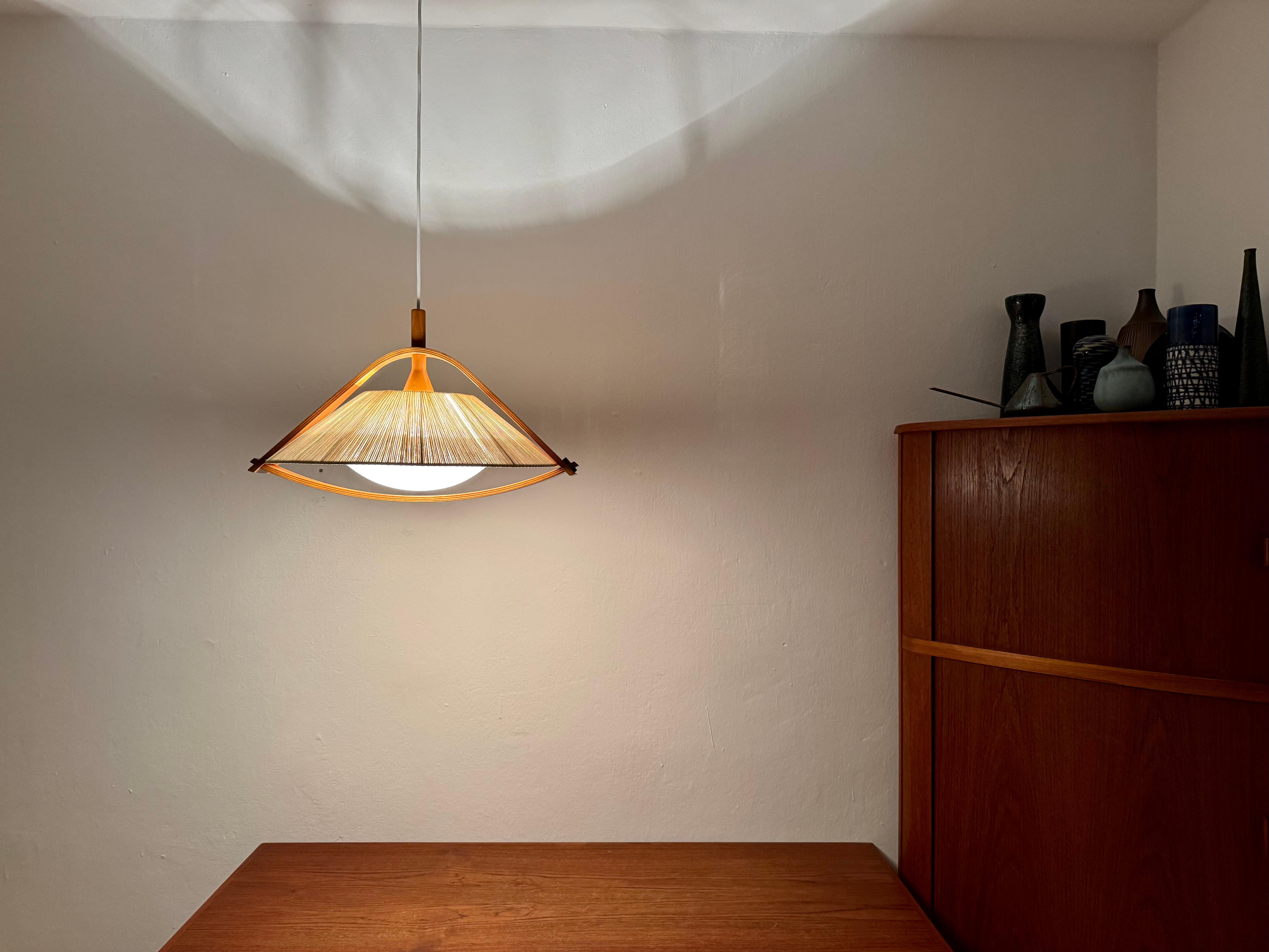 Lámpara colgante de sisal y nogal by Temde en venta 3