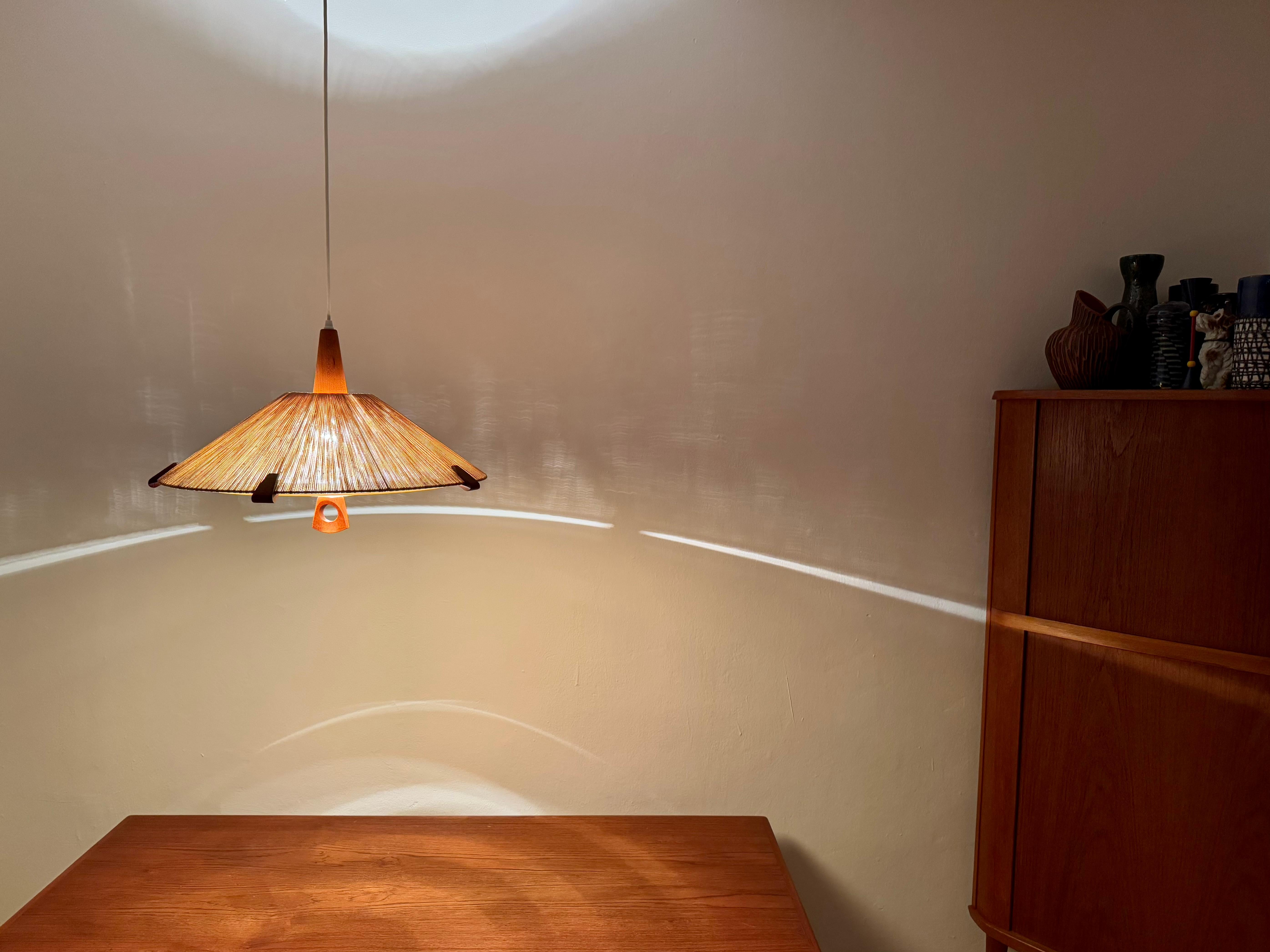 Lampada a sospensione in Sisal e Teak di Temde in vendita 6