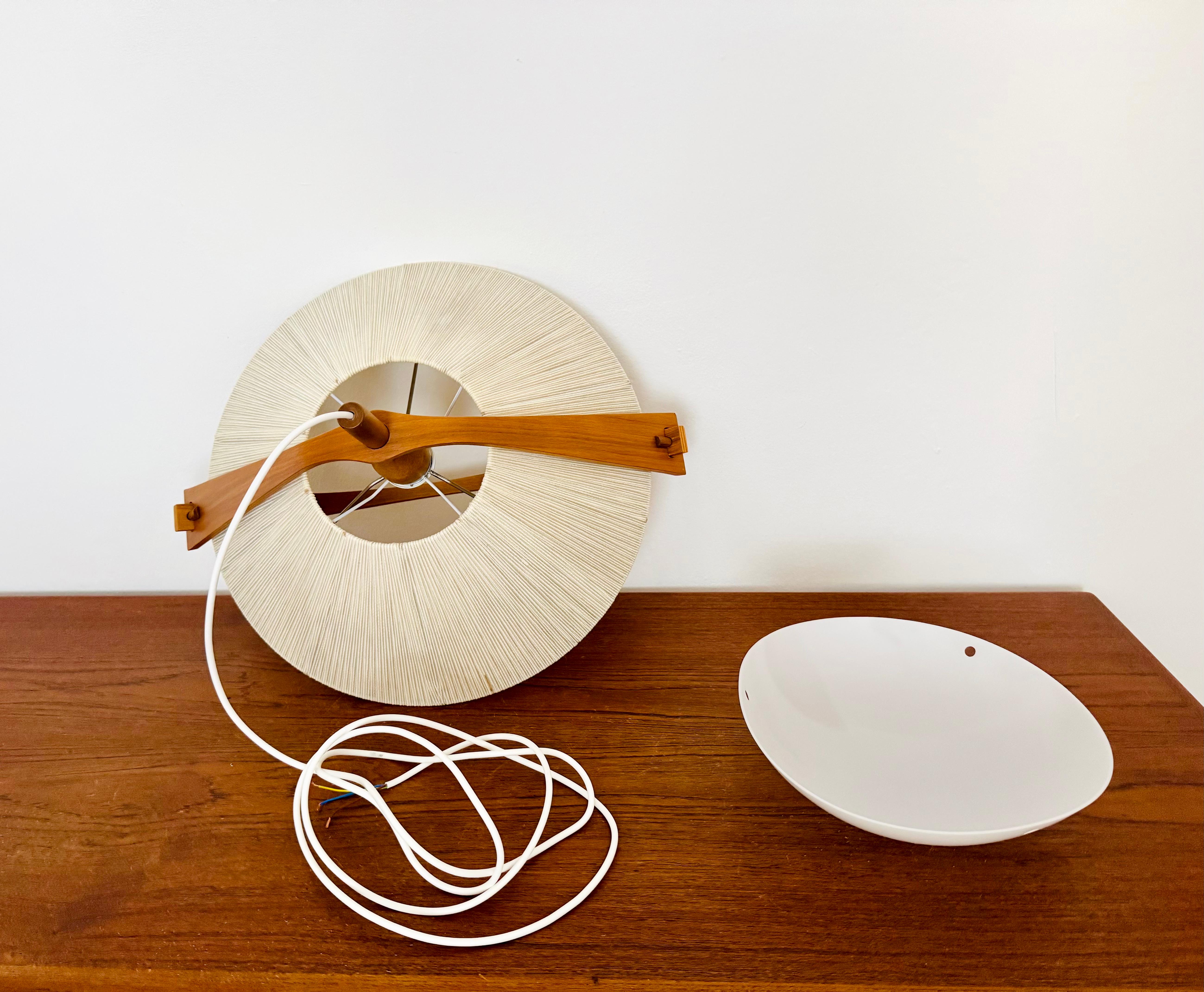 Sisal and Walnut Pendant Lamp by Temde For Sale 7