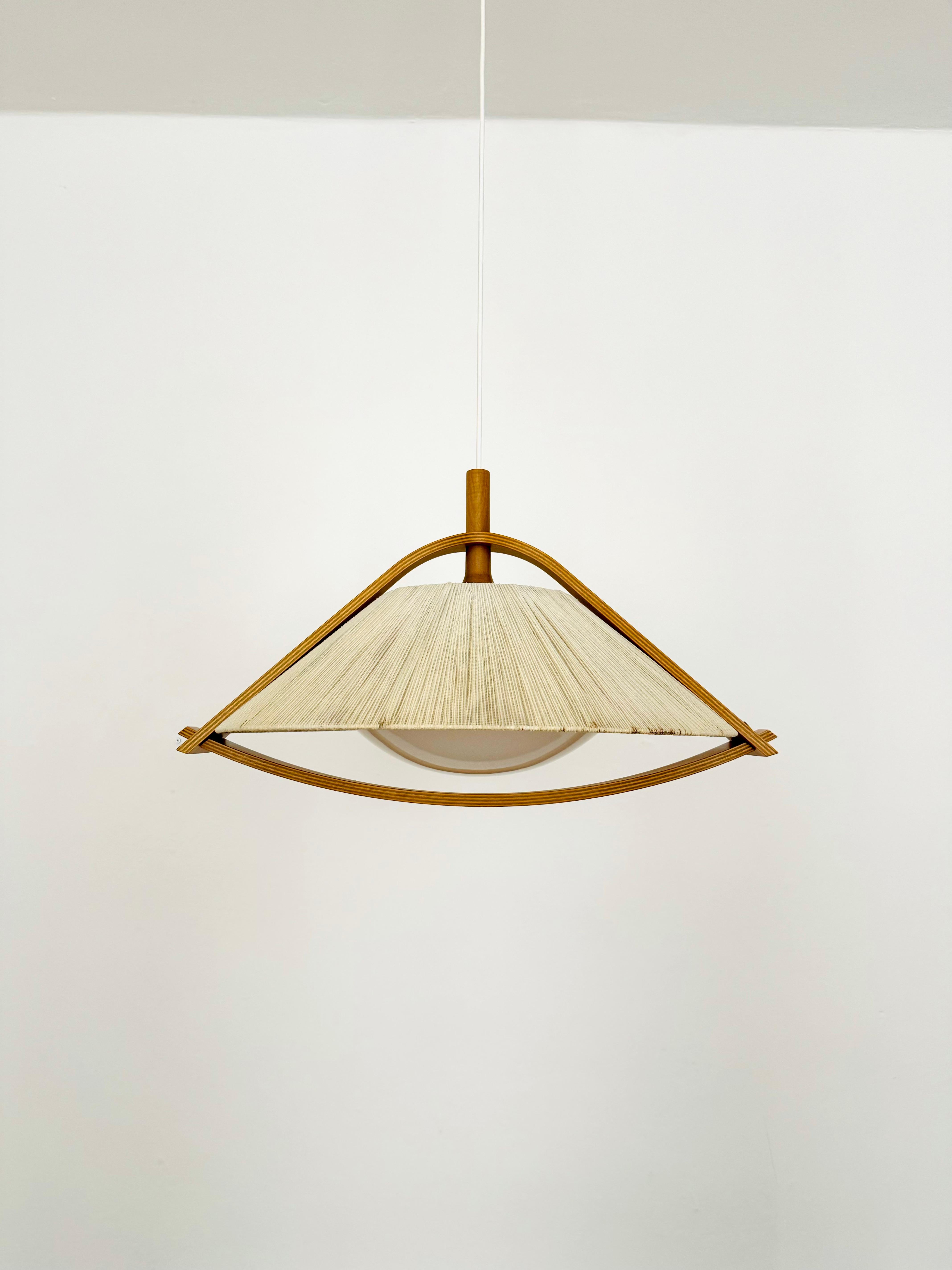 Scandinavian Modern Sisal and Walnut Pendant Lamp by Temde For Sale