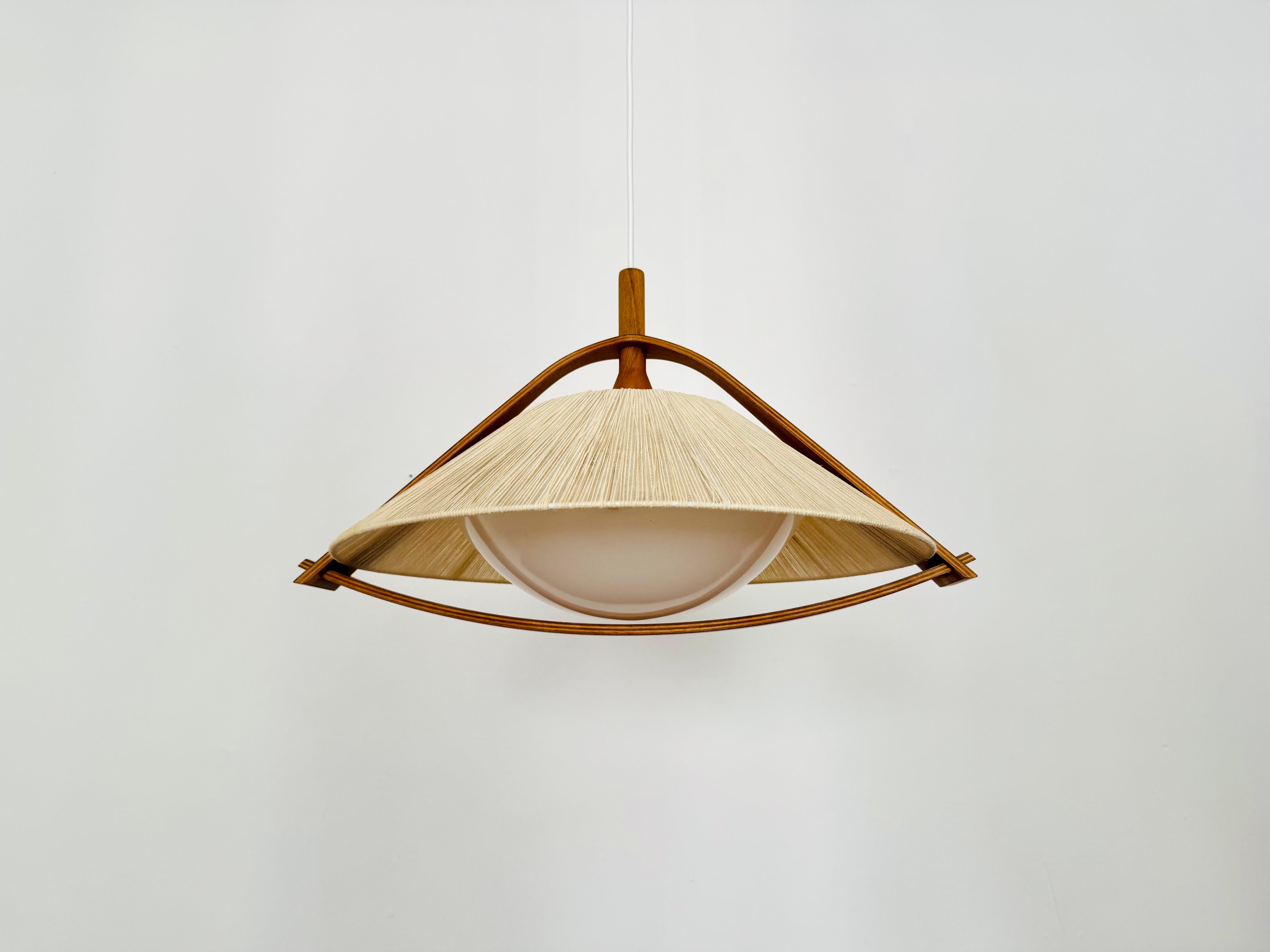 Lámpara colgante de sisal y nogal by Temde Escandinavo moderno en venta