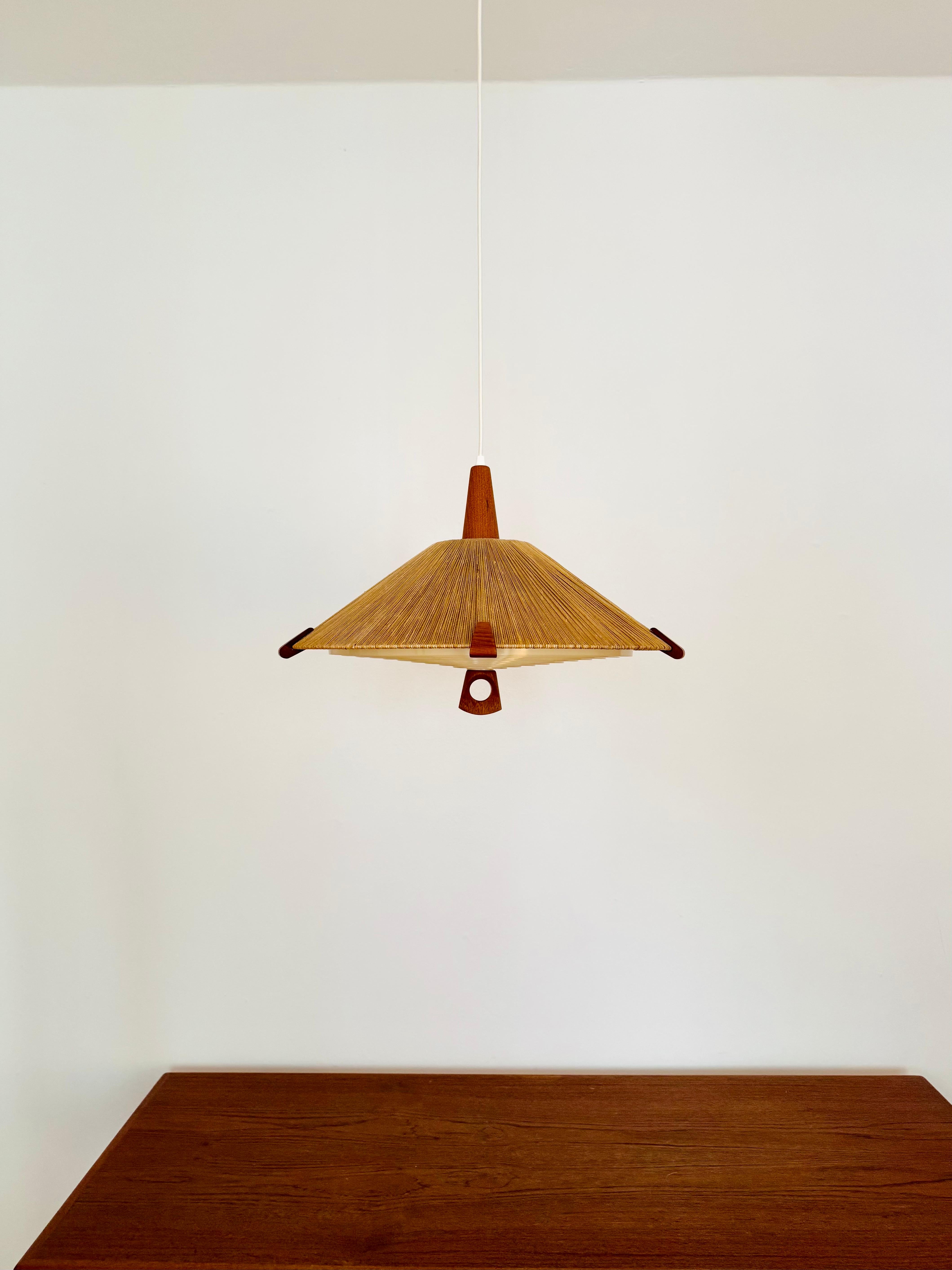 Tedesco Lampada a sospensione in Sisal e Teak di Temde in vendita