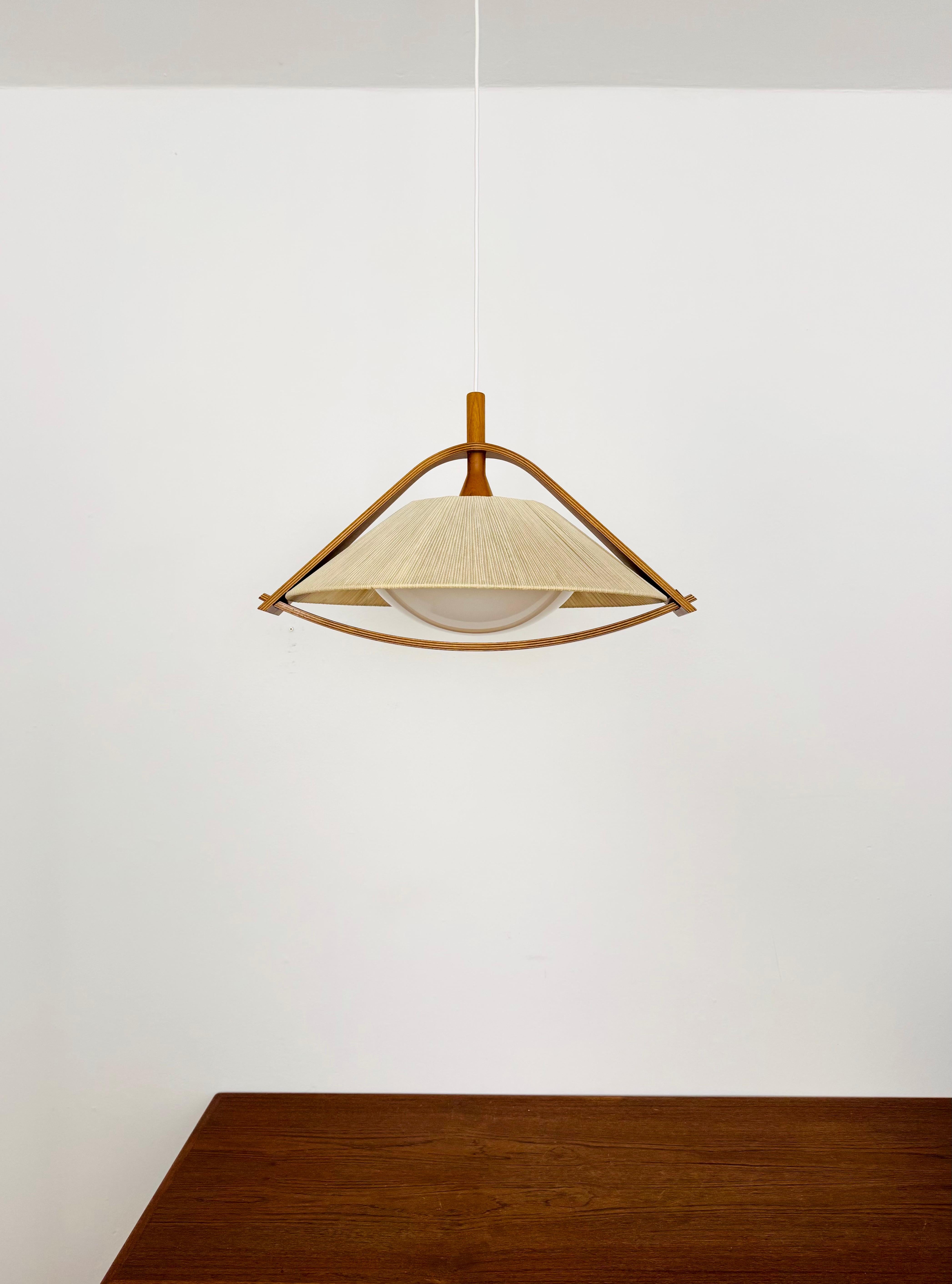 Lámpara colgante de sisal y nogal by Temde Alemán en venta