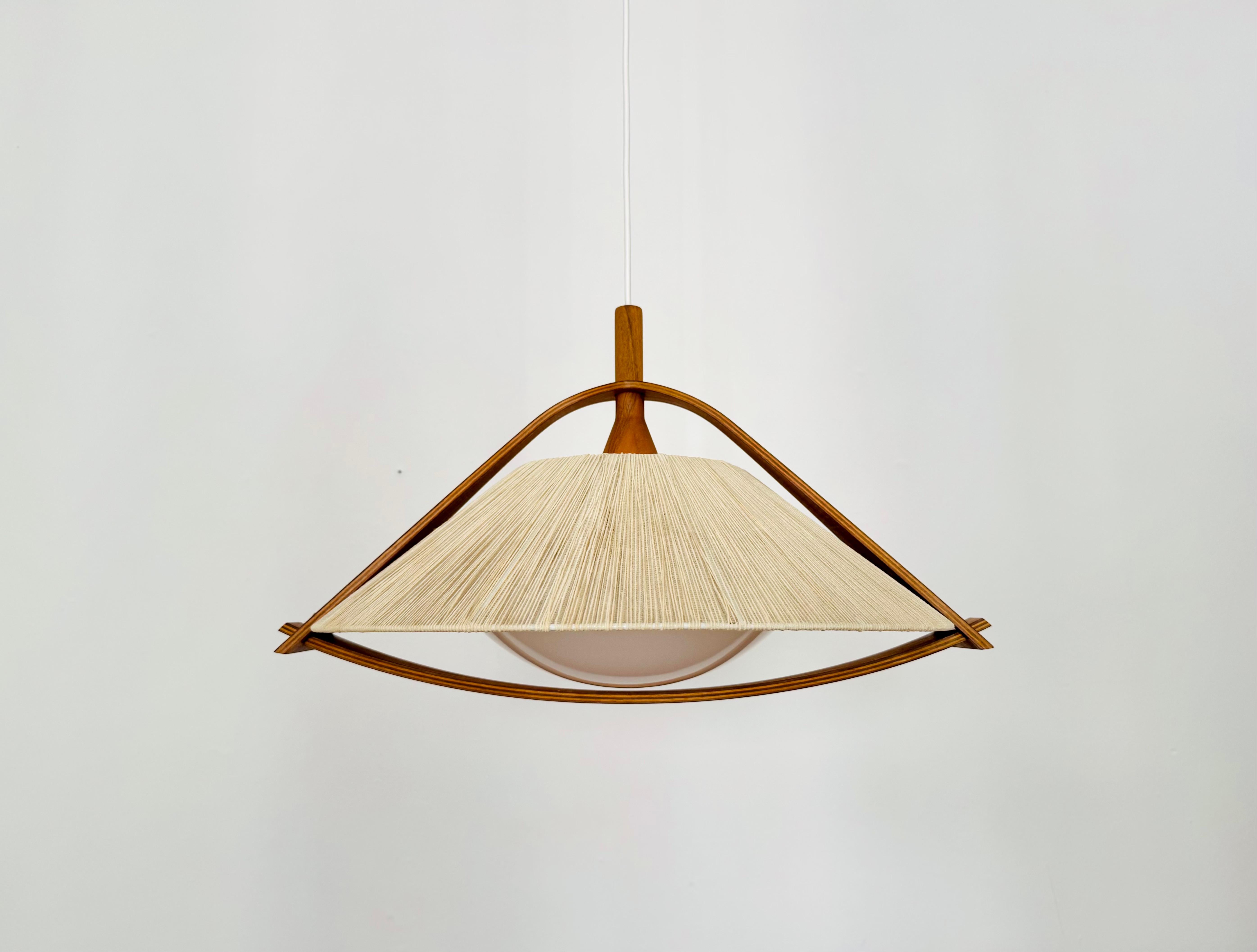 Lámpara colgante de sisal y nogal by Temde Alemán en venta