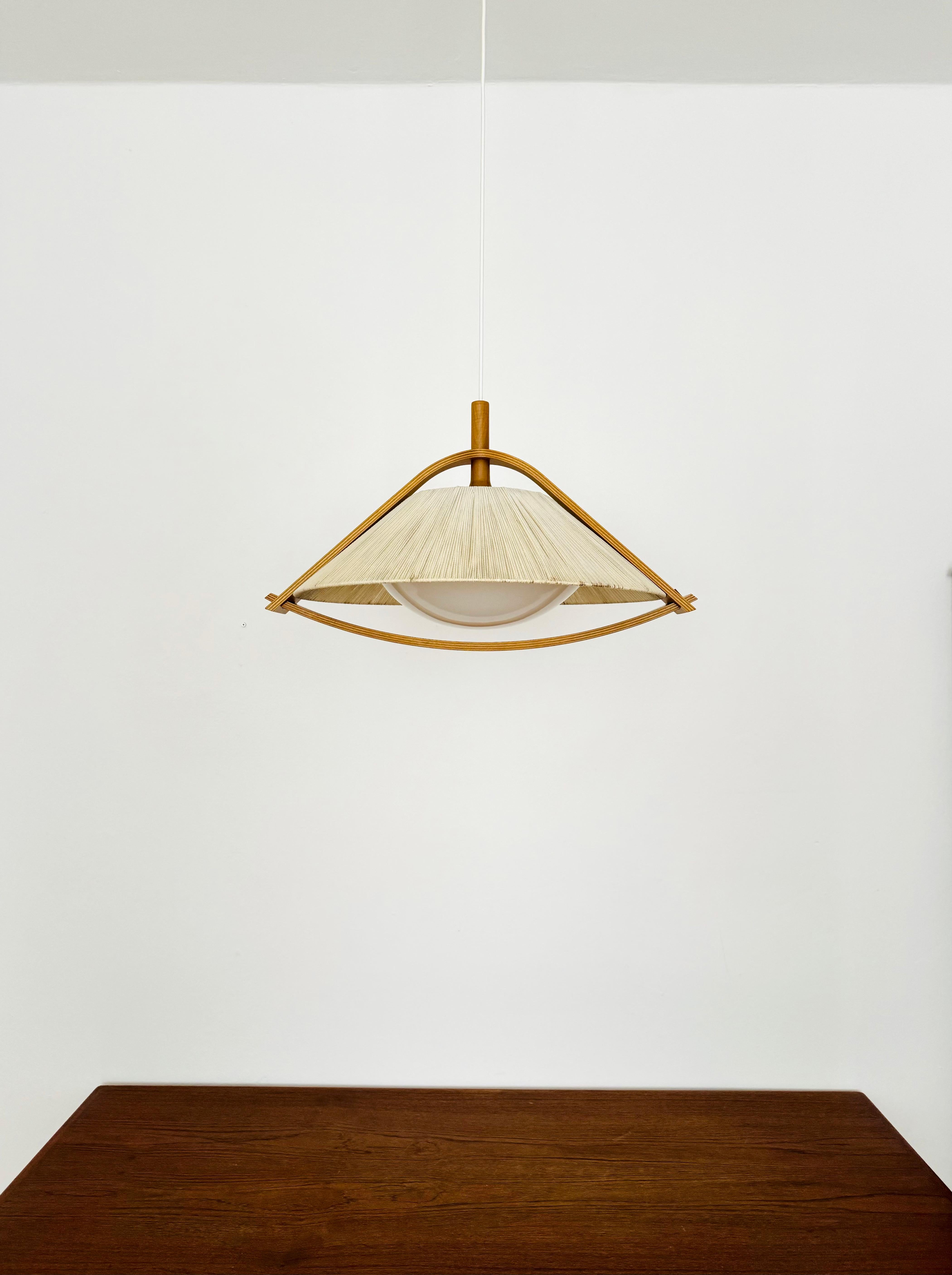 Sisal and Walnut Pendant Lamp by Temde In Good Condition For Sale In München, DE