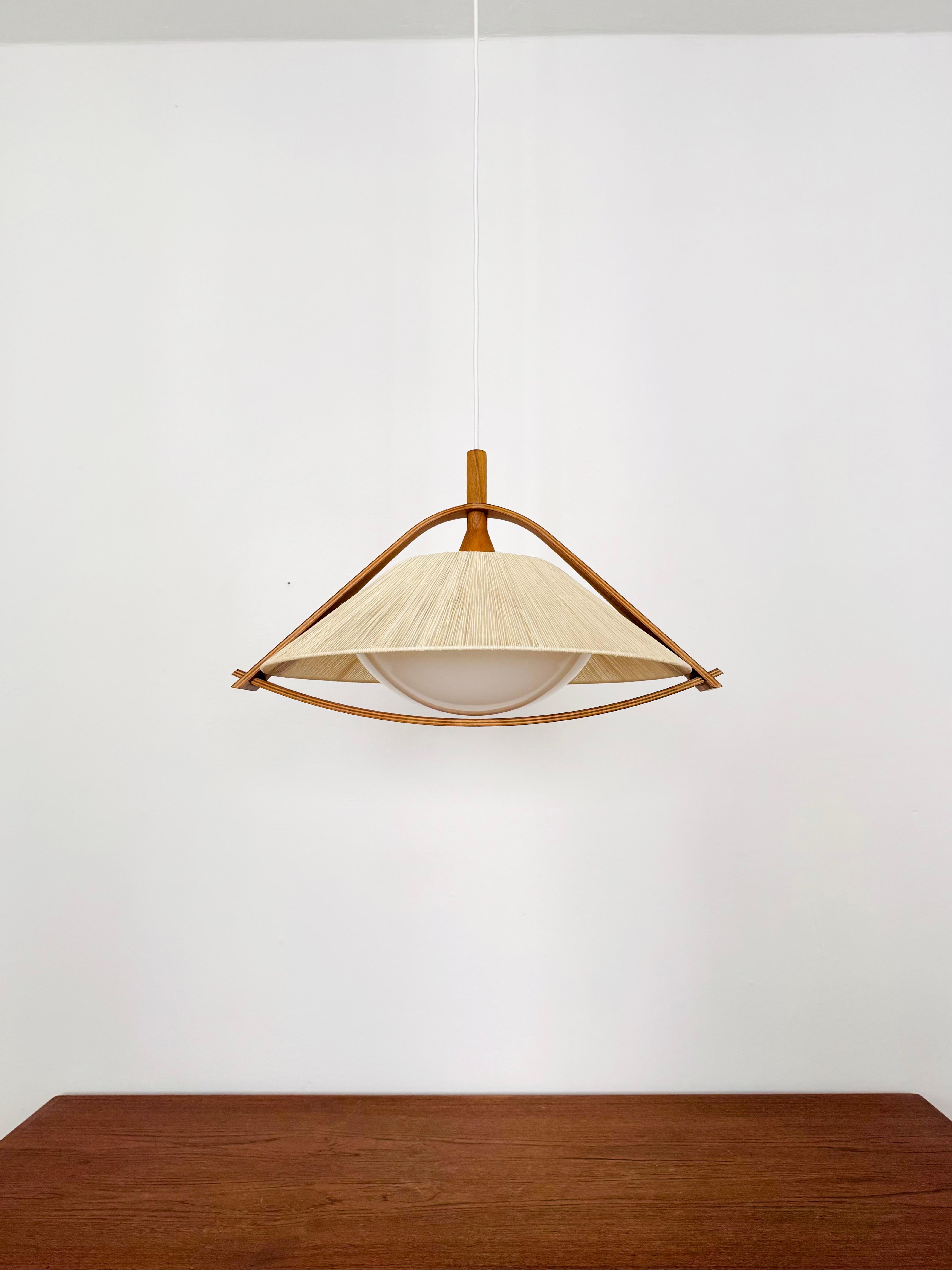 Lámpara colgante de sisal y nogal by Temde Rafia en venta