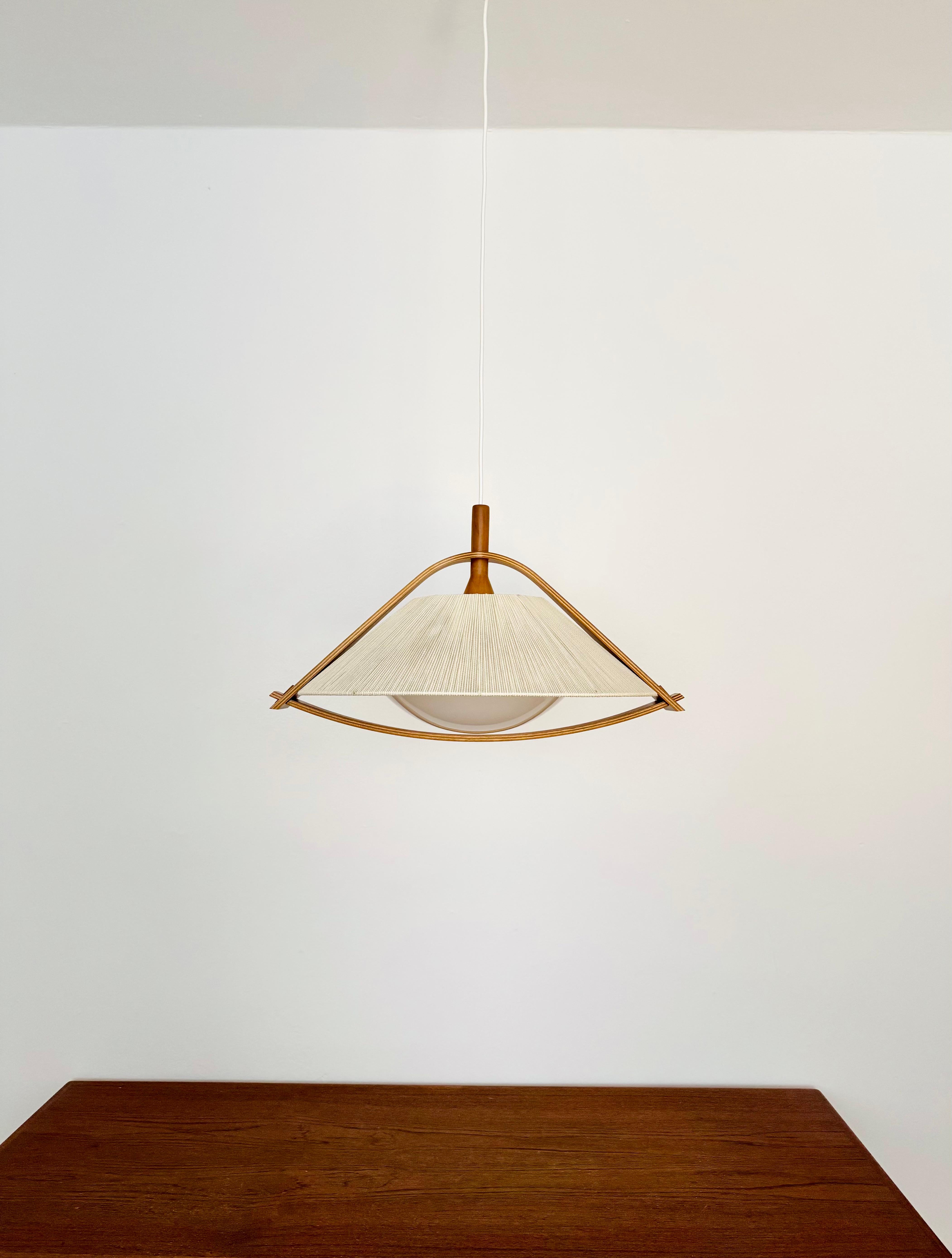 Raffia Sisal and Walnut Pendant Lamp by Temde For Sale