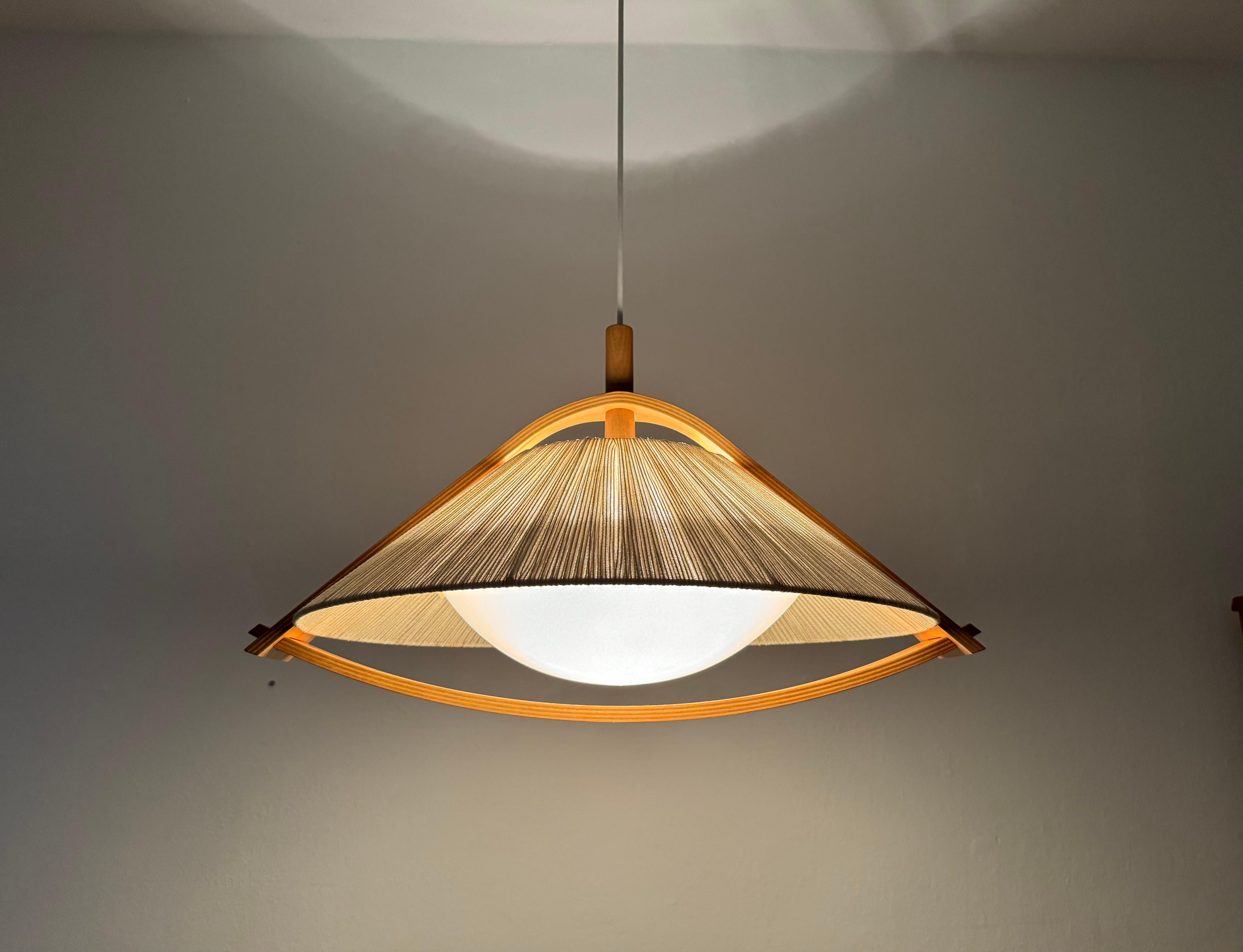Sisal and Walnut Pendant Lamp by Temde For Sale 1