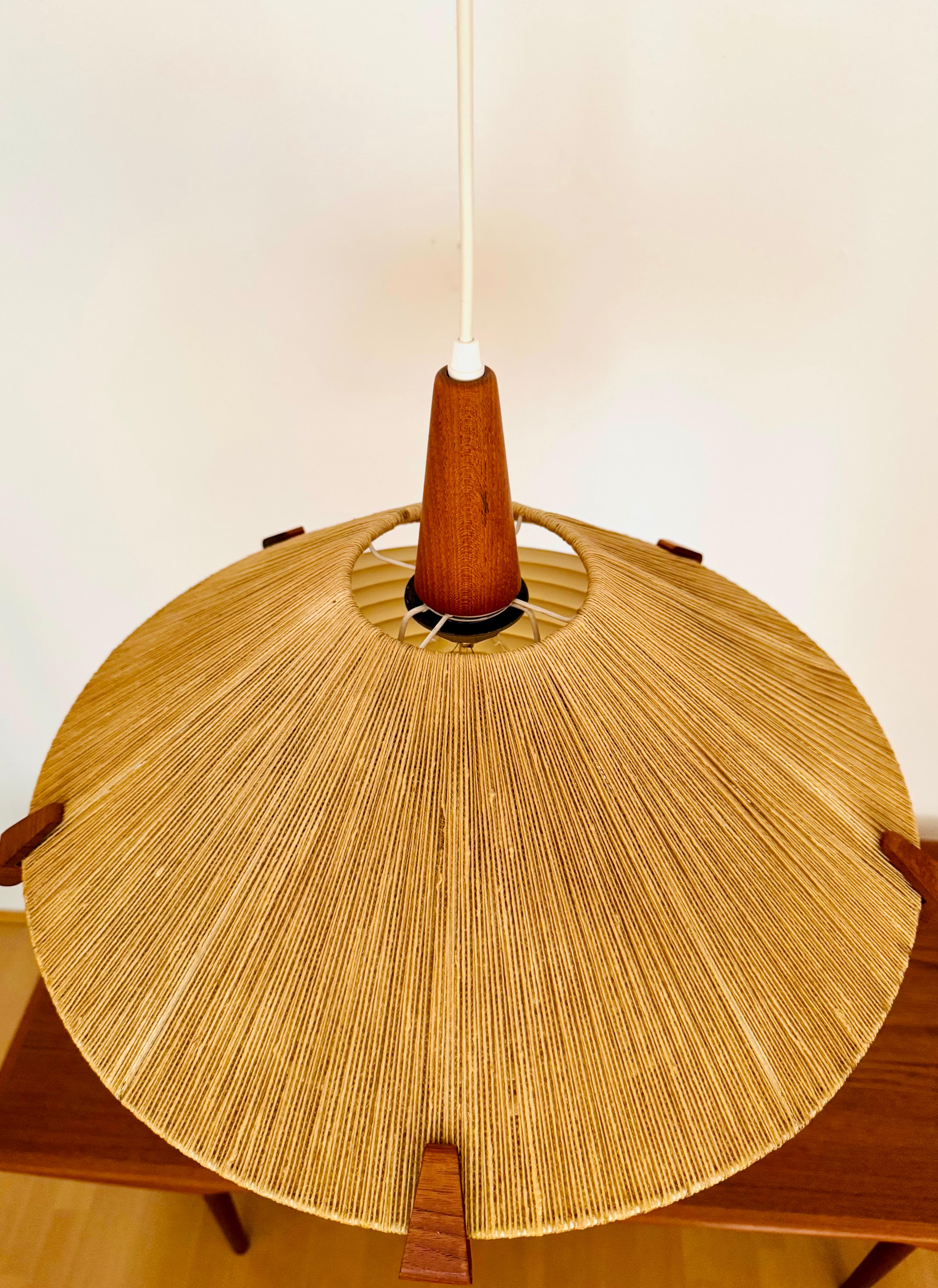 Lampada a sospensione in Sisal e Teak di Temde in vendita 2