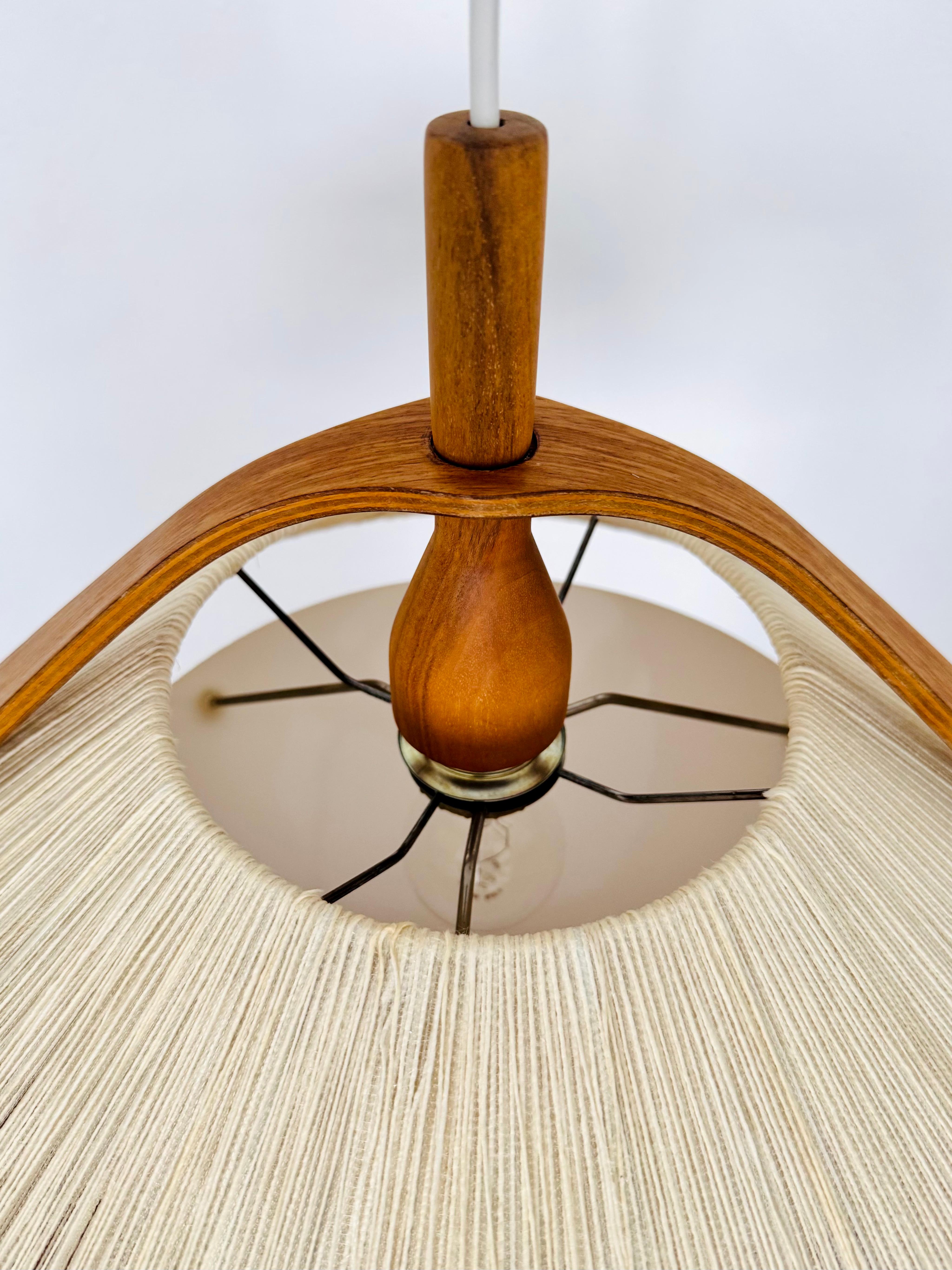 Lámpara colgante de sisal y nogal by Temde en venta 1