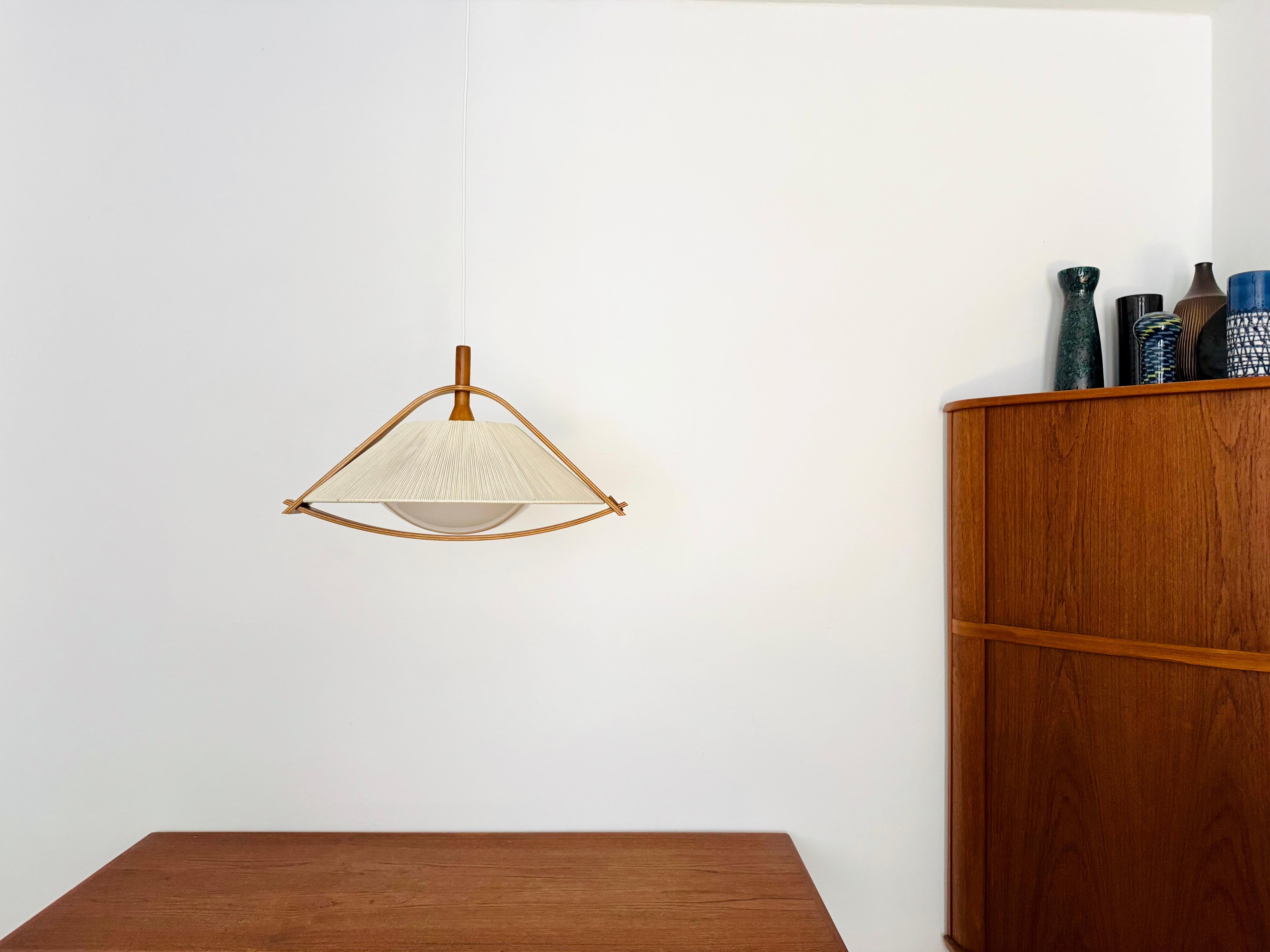 Sisal and Walnut Pendant Lamp by Temde For Sale 1