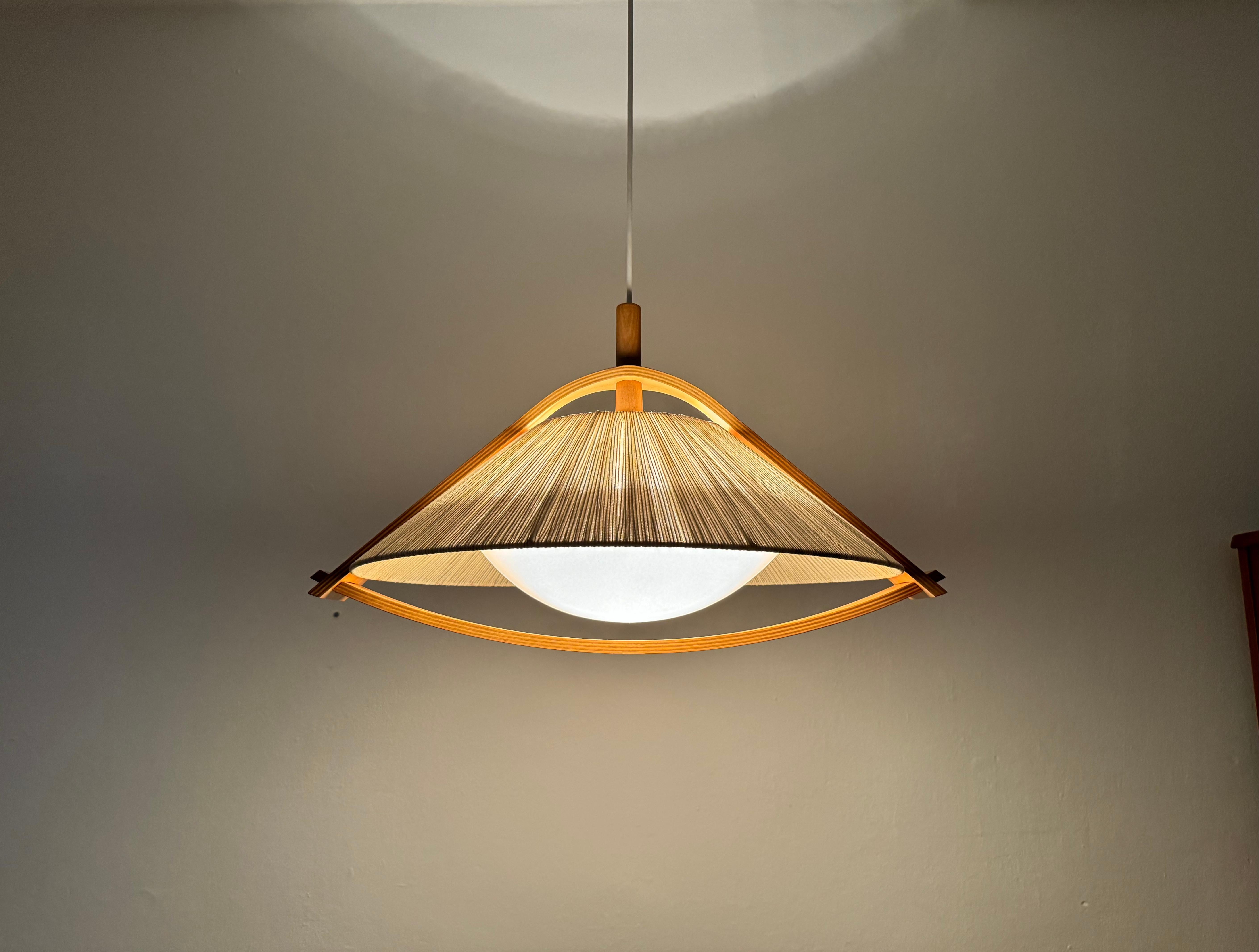 Sisal and Walnut Pendant Lamp by Temde For Sale 2