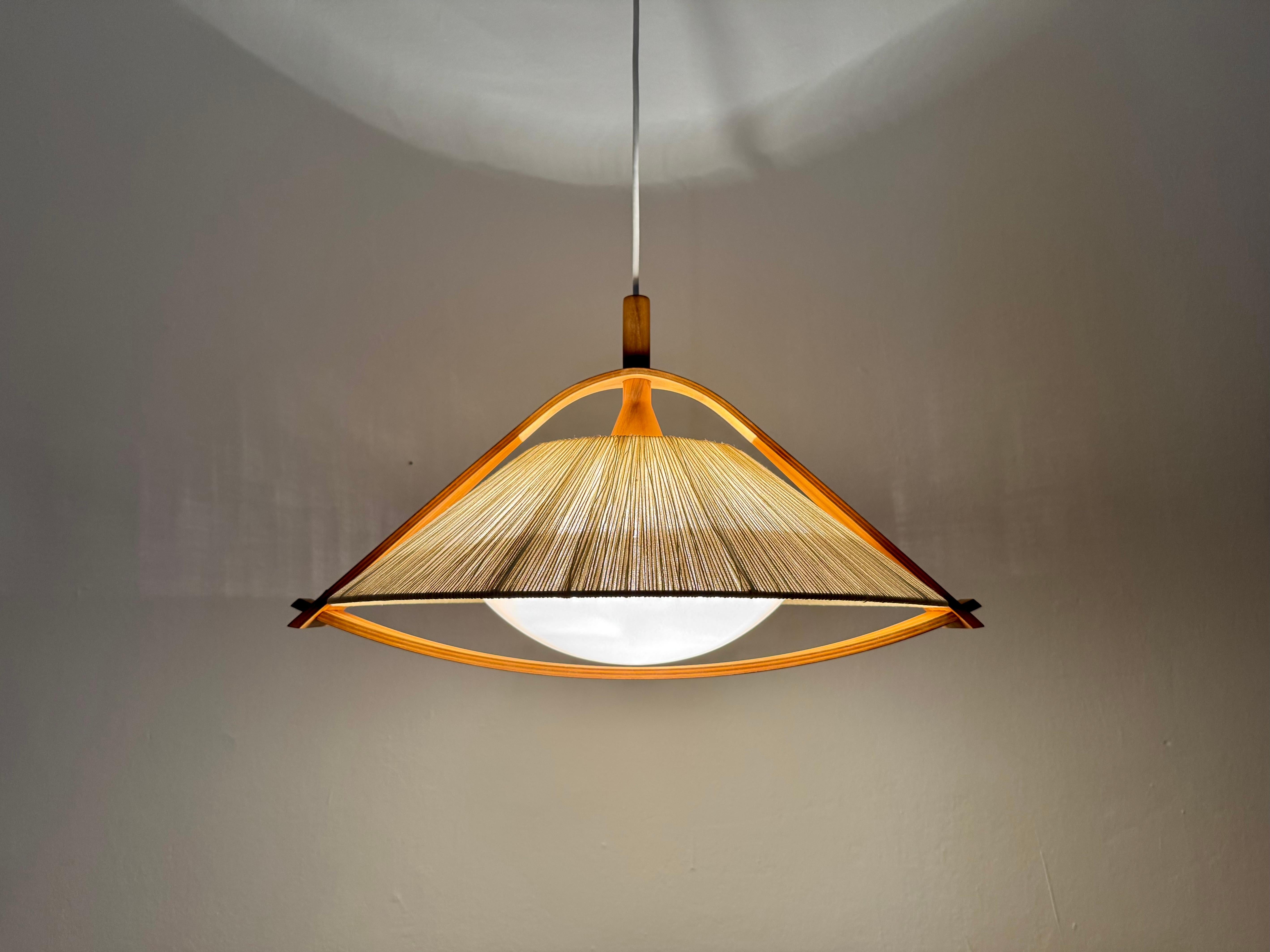 Lámpara colgante de sisal y nogal by Temde en venta 2