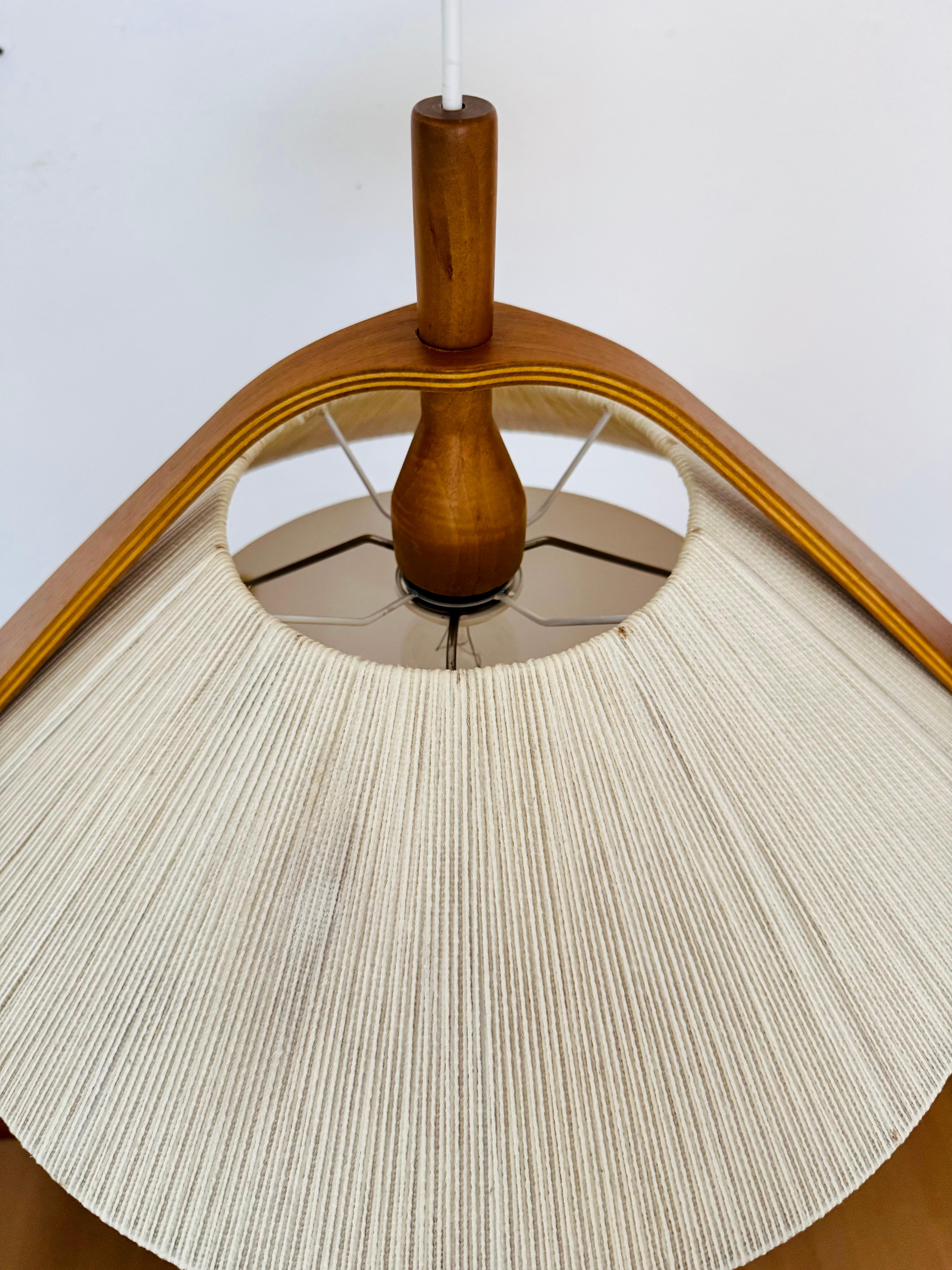 Sisal and Walnut Pendant Lamp by Temde For Sale 2