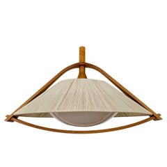 Vintage Sisal and Walnut Pendant Lamp by Temde