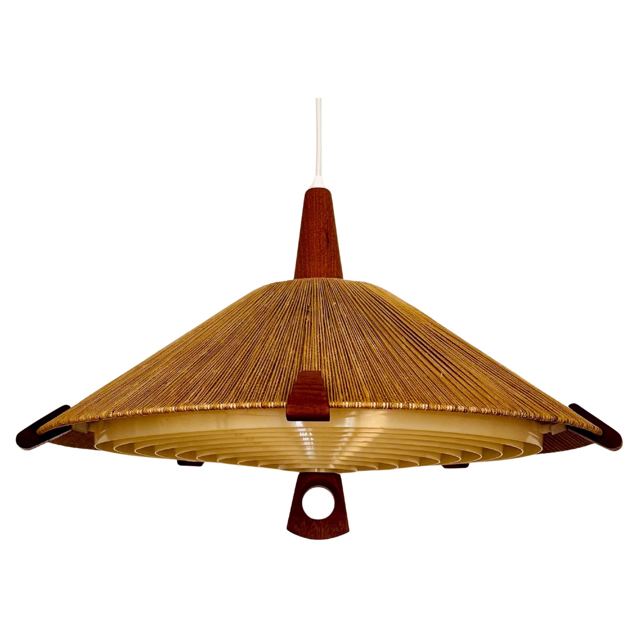 Sisal and Teak Pendant Lamp by Temde