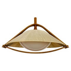 Lampe suspendue en sisal et noyer par Temde