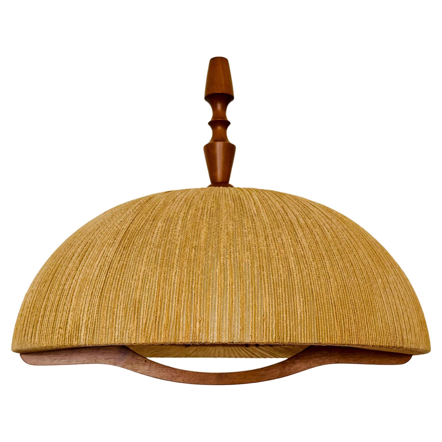 Pendelleuchte aus Sisal und Walnussholz von Temde