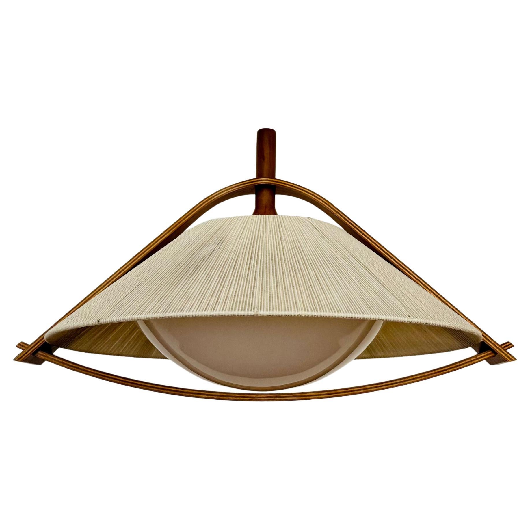 Sisal and Walnut Pendant Lamp by Temde For Sale