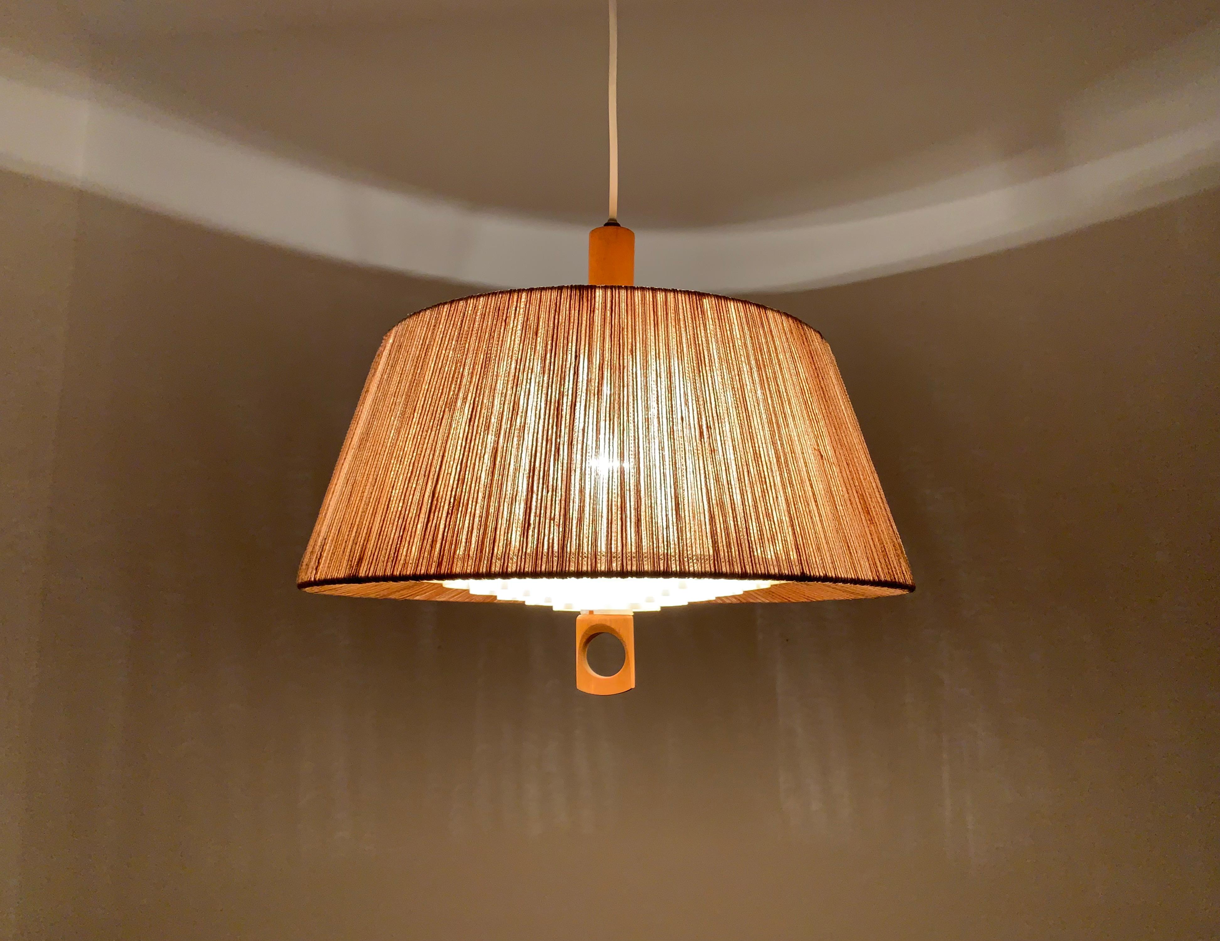 Sisal and Walnut Pendant Lamp from Temde For Sale 1
