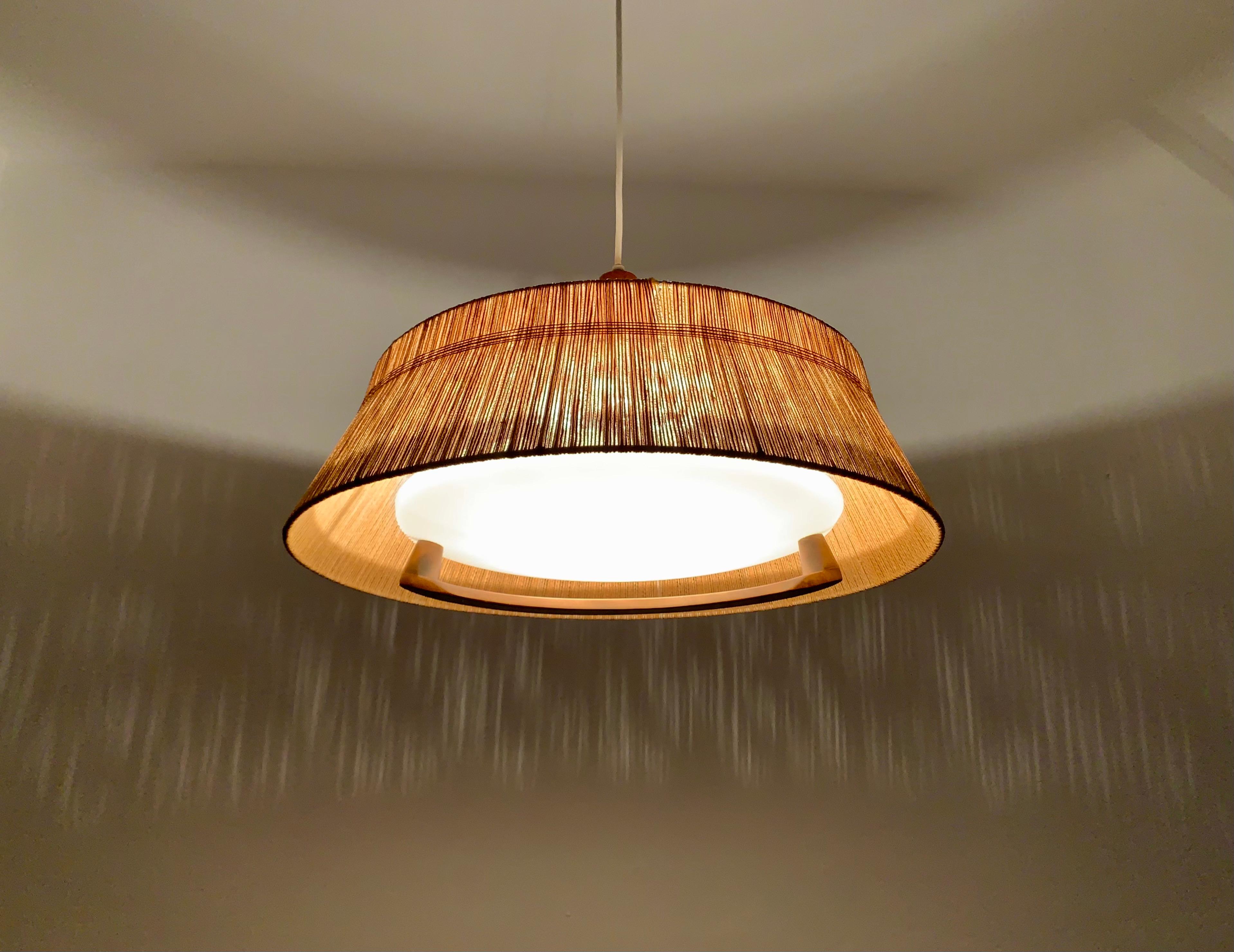Sisal and Walnut Pendant Lamp from Temde For Sale 3