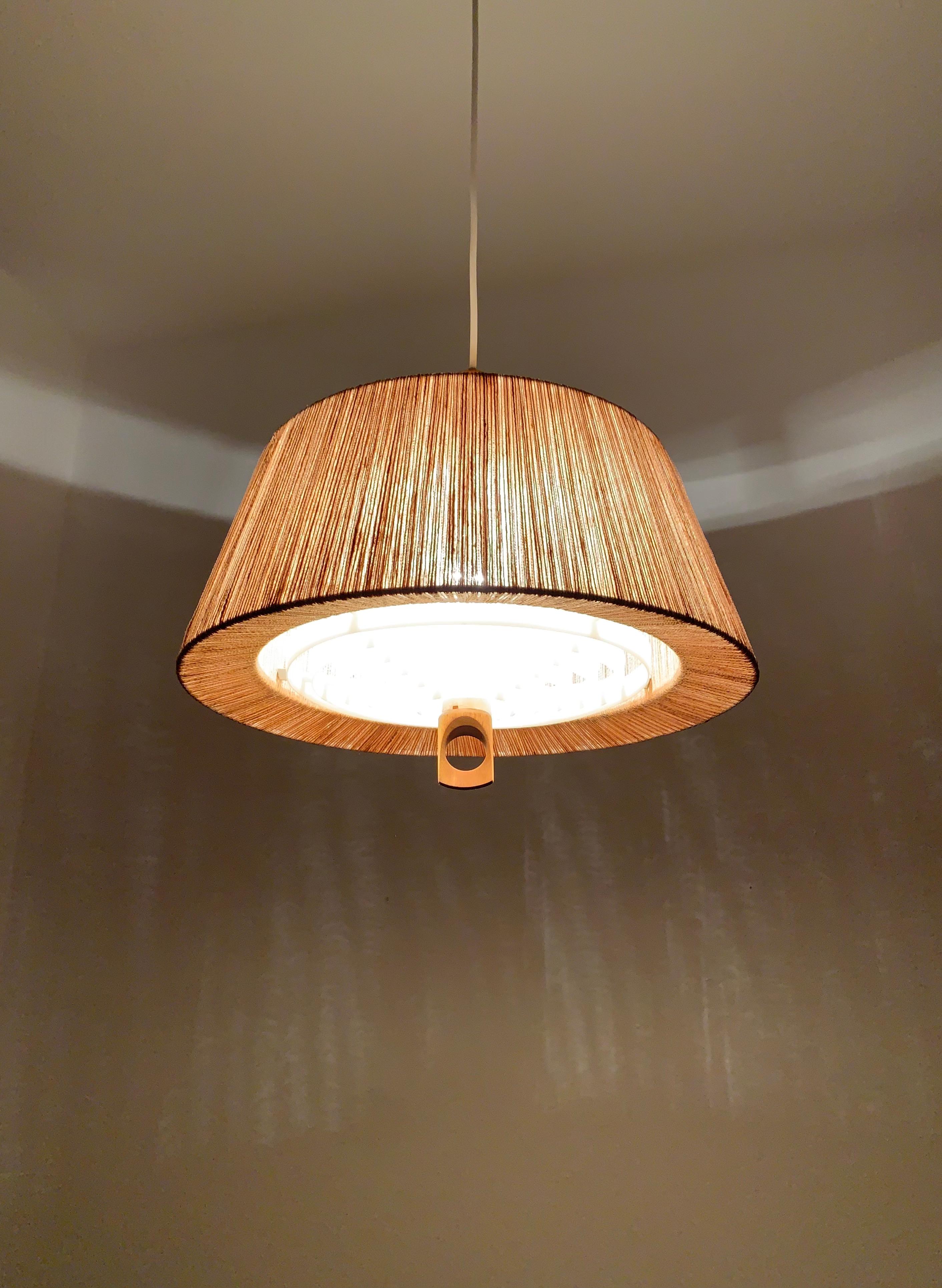 Lampada a sospensione in Sisal e Noce di Temde in vendita 3