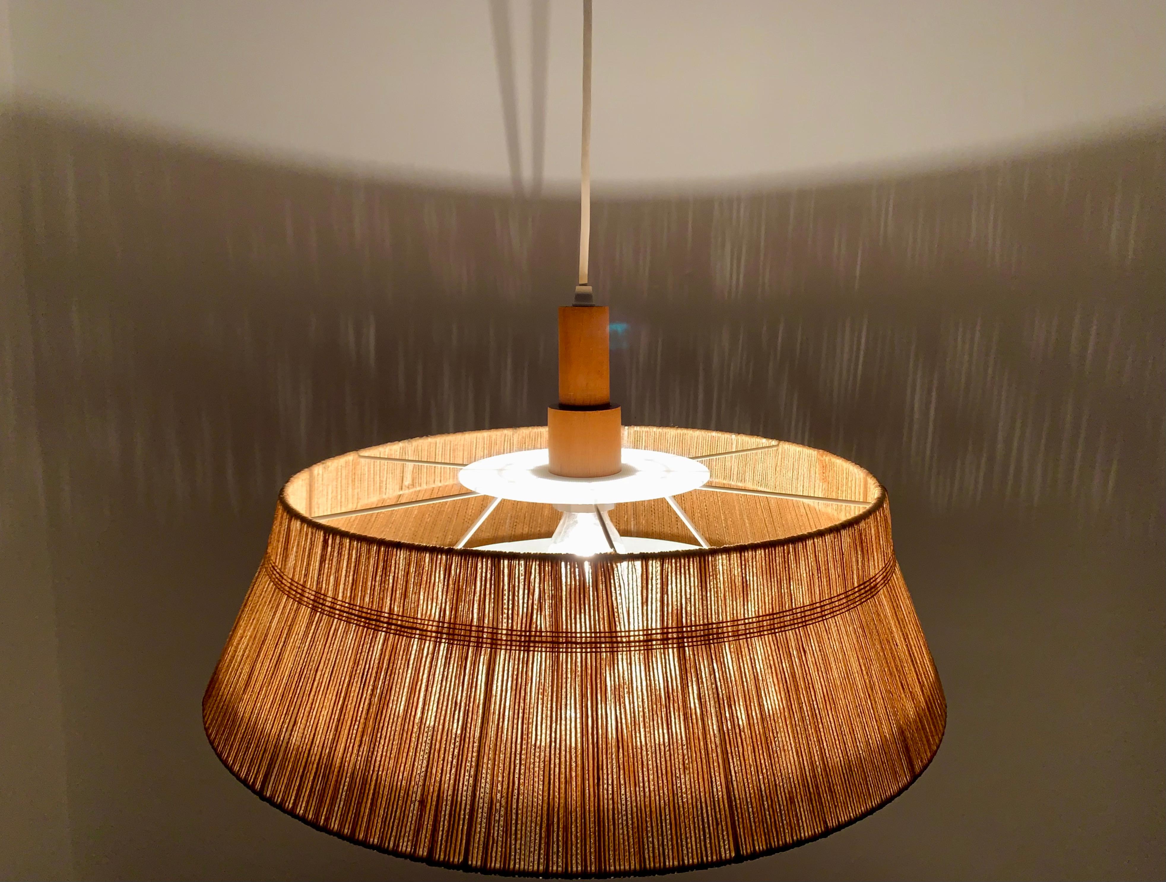 Sisal and walnut pendant lamp from Temde For Sale 4